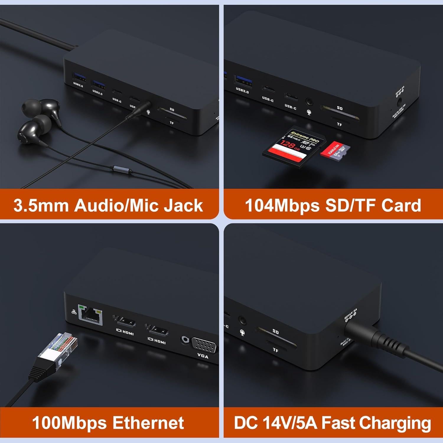 Estación de Acoplamiento Microsoft Surface 12 en 1 HDMI VGA