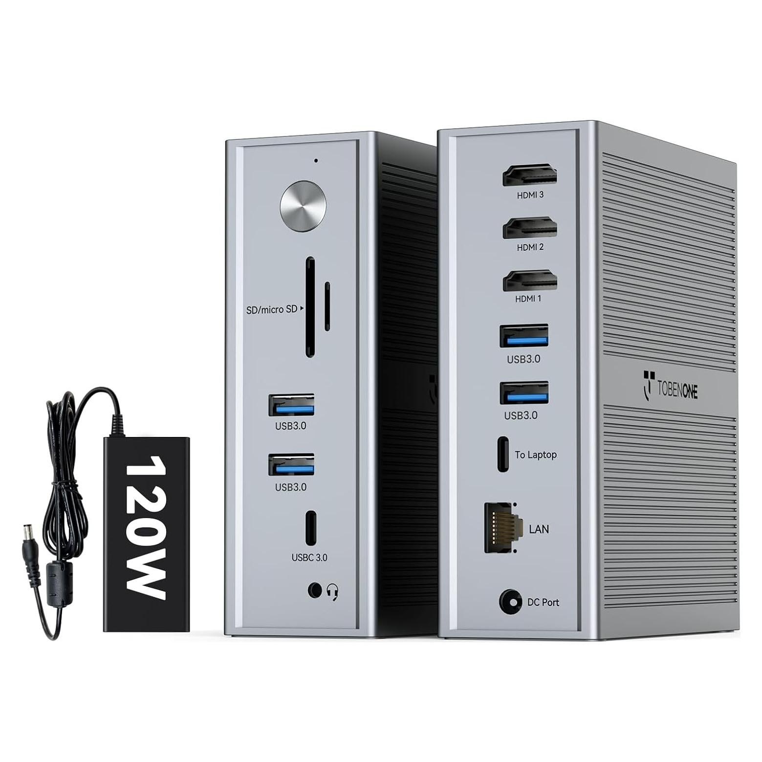 Estación de Acoplamiento TobenONE USB C 14-en-1 para 3 Monitores