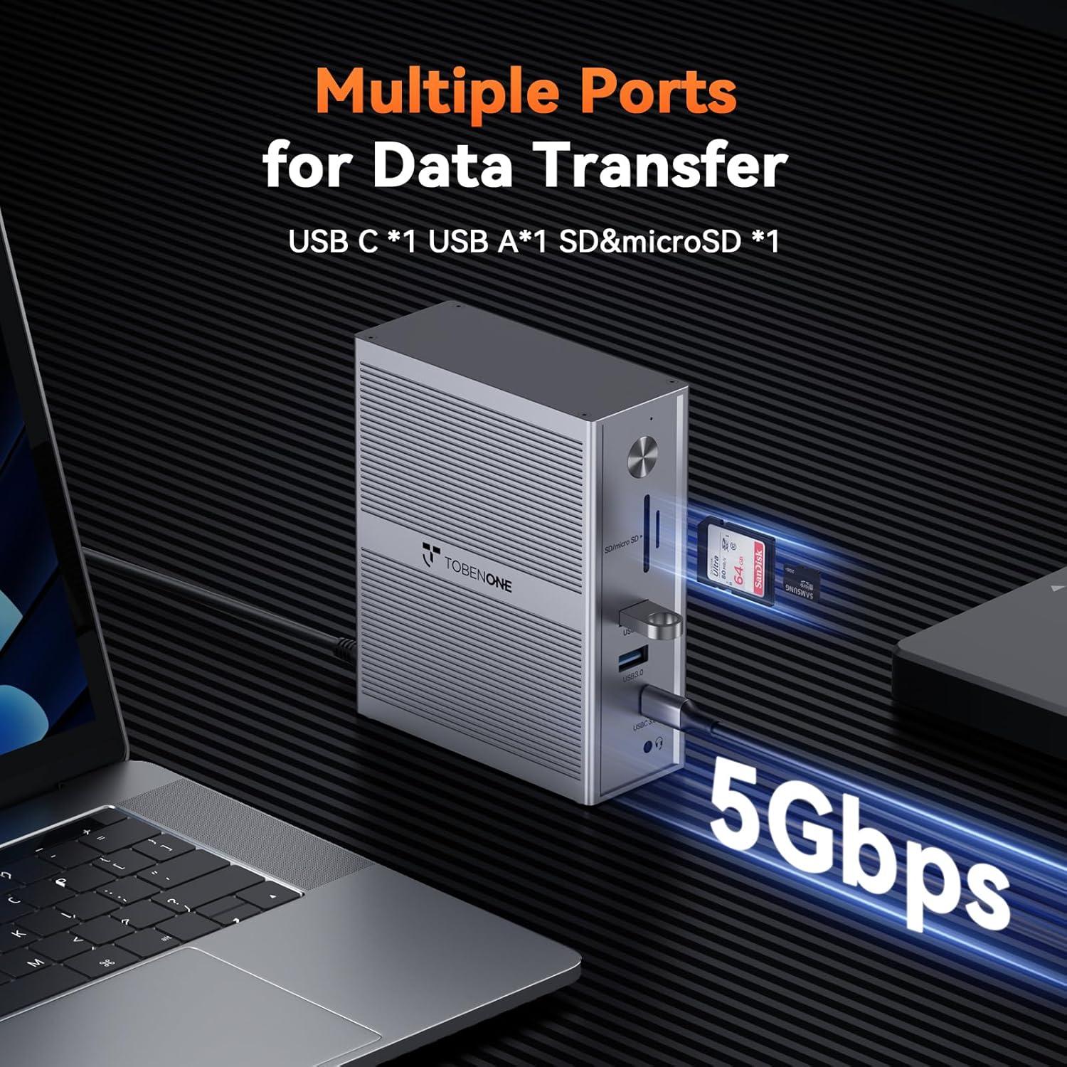 Estación de Acoplamiento TobenONE USB C 14-en-1 para 3 Monitores