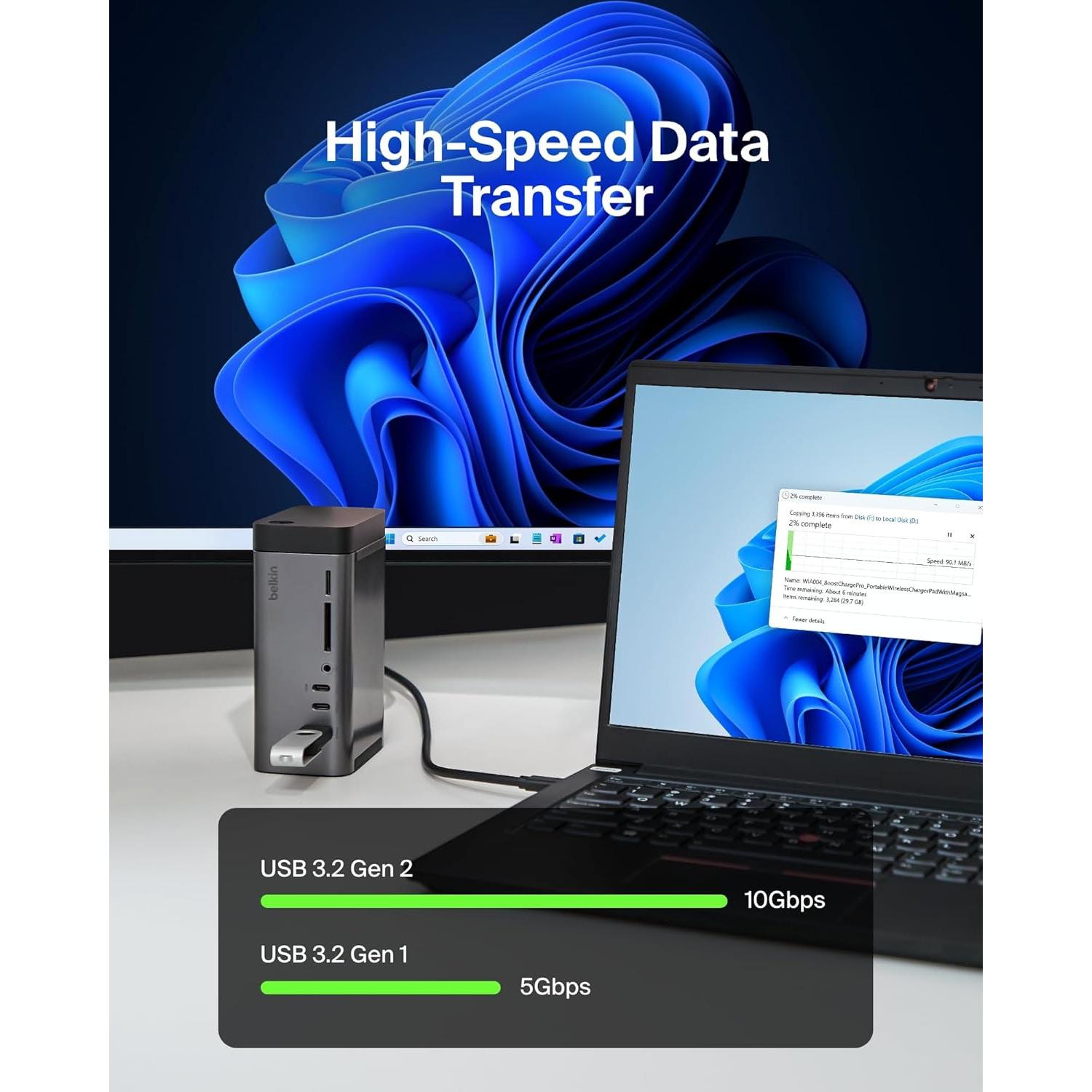 Dock USB-C Belkin Pro GaN 150W 11-en-1 Triple Monitor