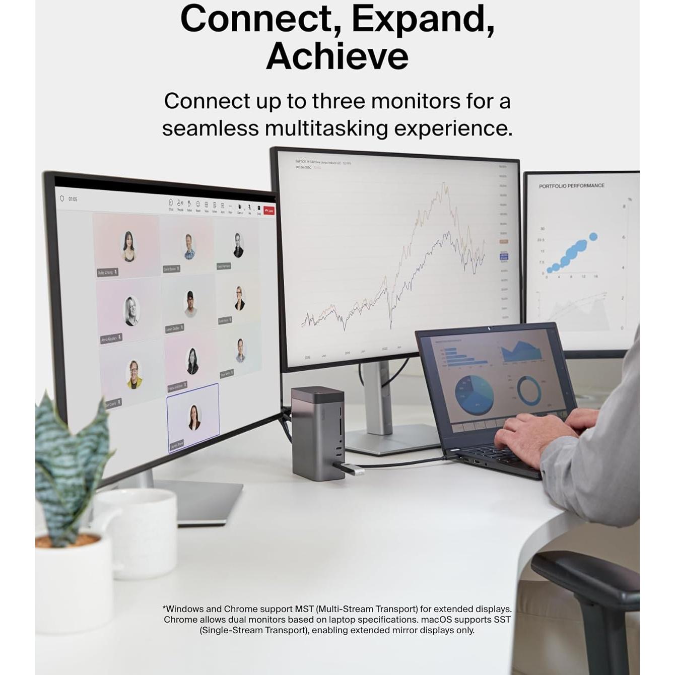 Dock USB-C Belkin Pro GaN 150W 11-en-1 Triple Monitor