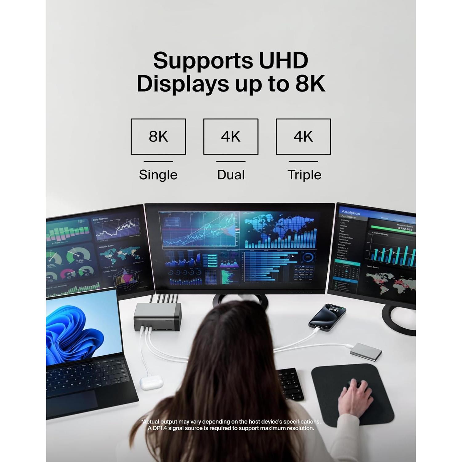 Dock USB-C Belkin Pro GaN 150W 11-en-1 Triple Monitor