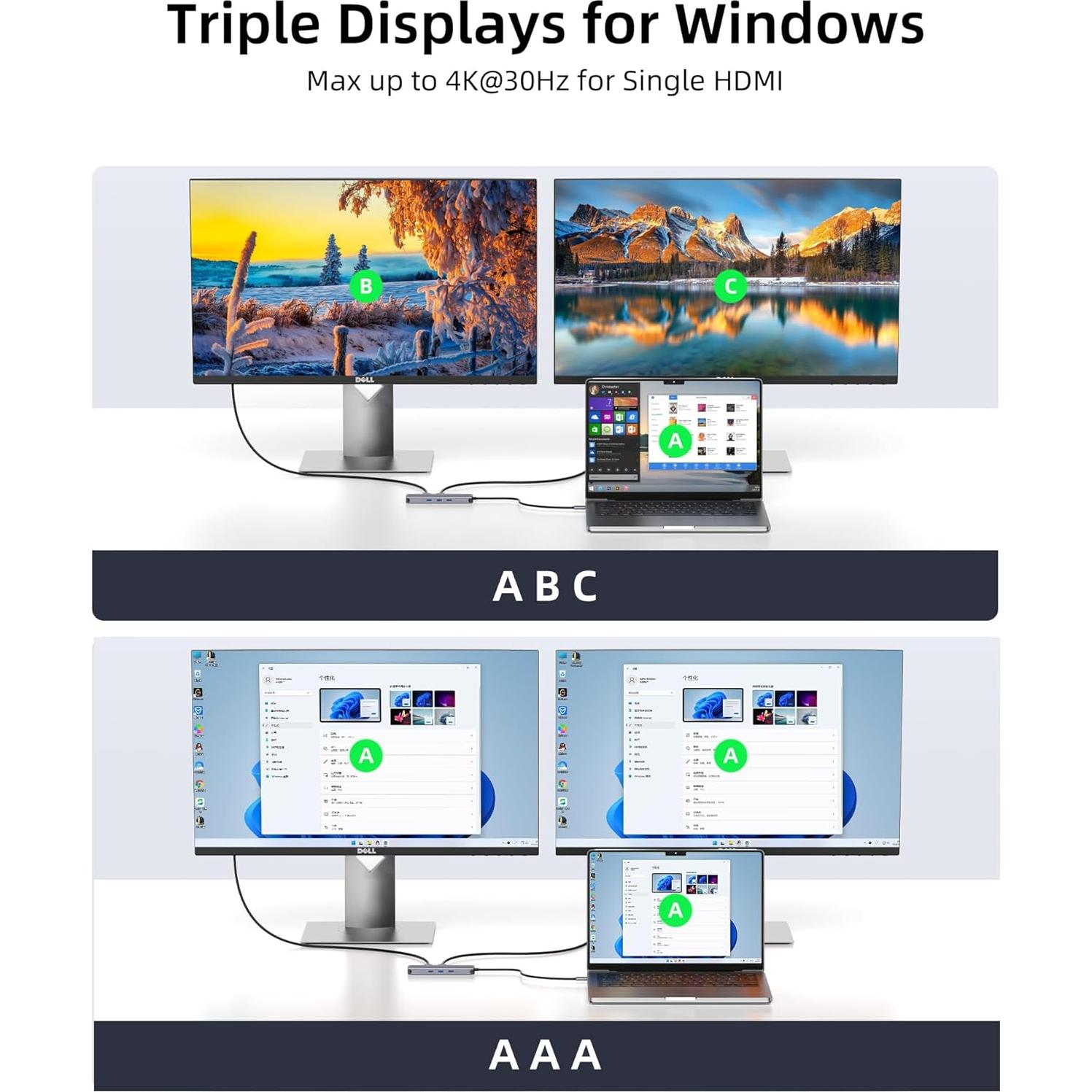 Hub USB C 10 en 1 Fairikabe con HDMI, VGA y Ethernet
