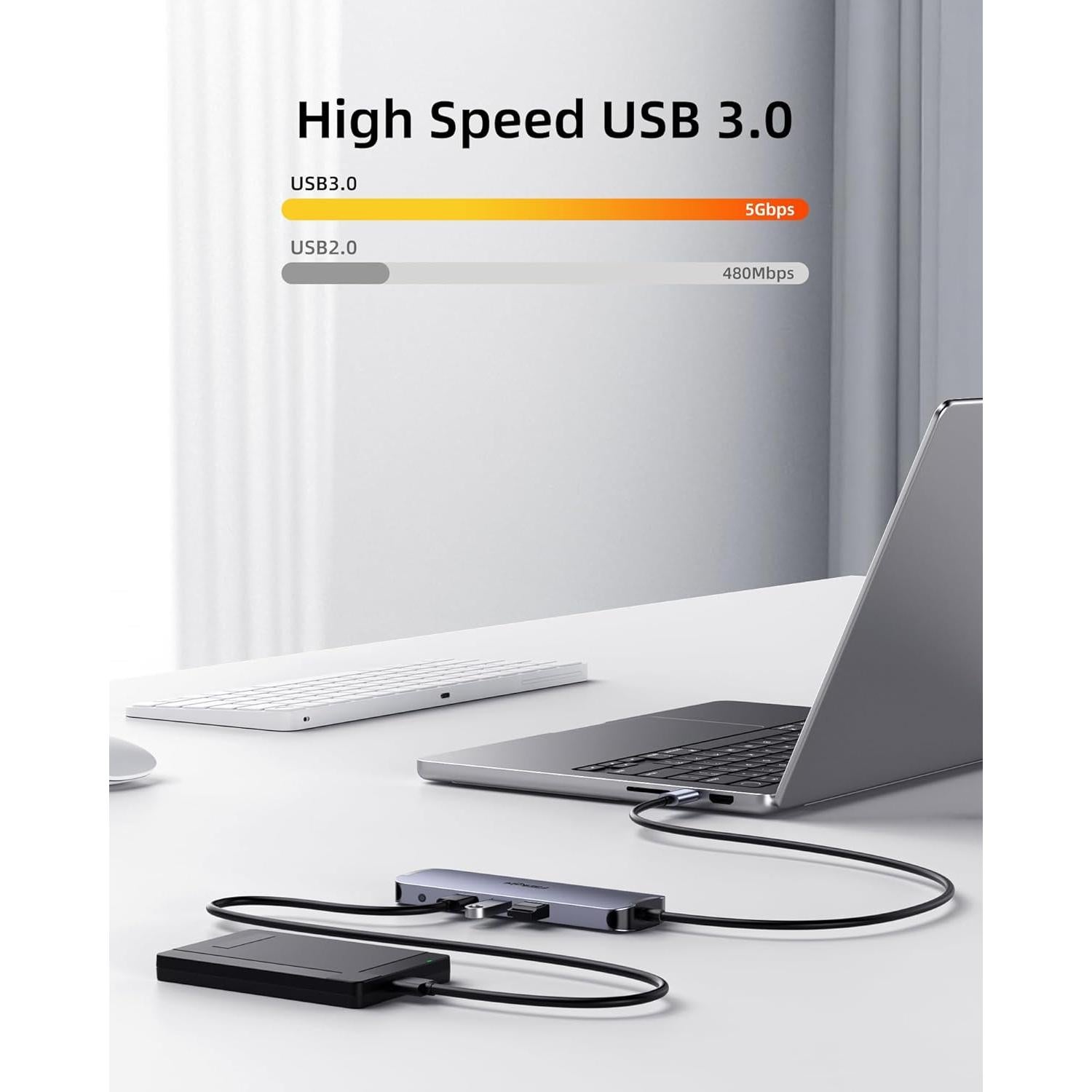 Hub USB C 10 en 1 Fairikabe con HDMI, VGA y Ethernet