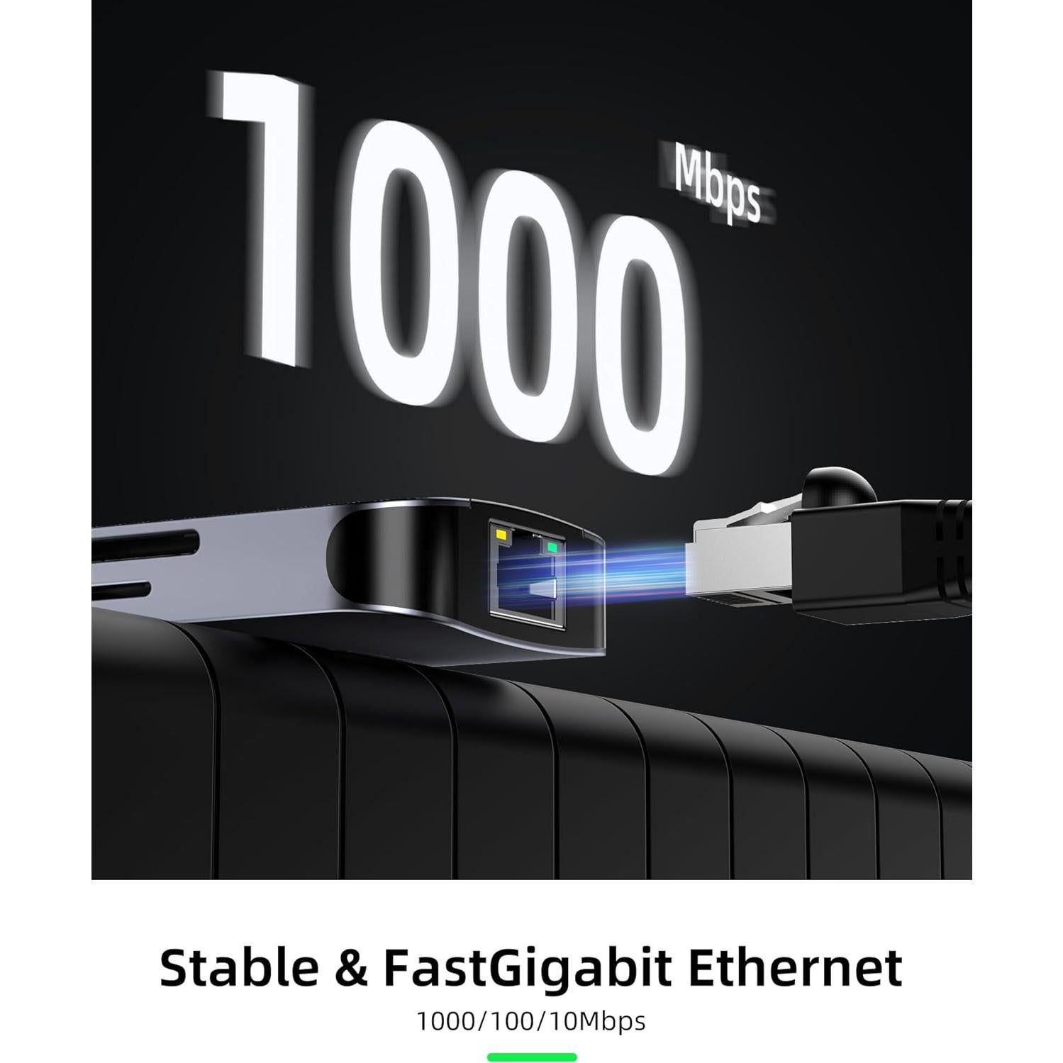 Hub USB C 10 en 1 Fairikabe con HDMI, VGA y Ethernet