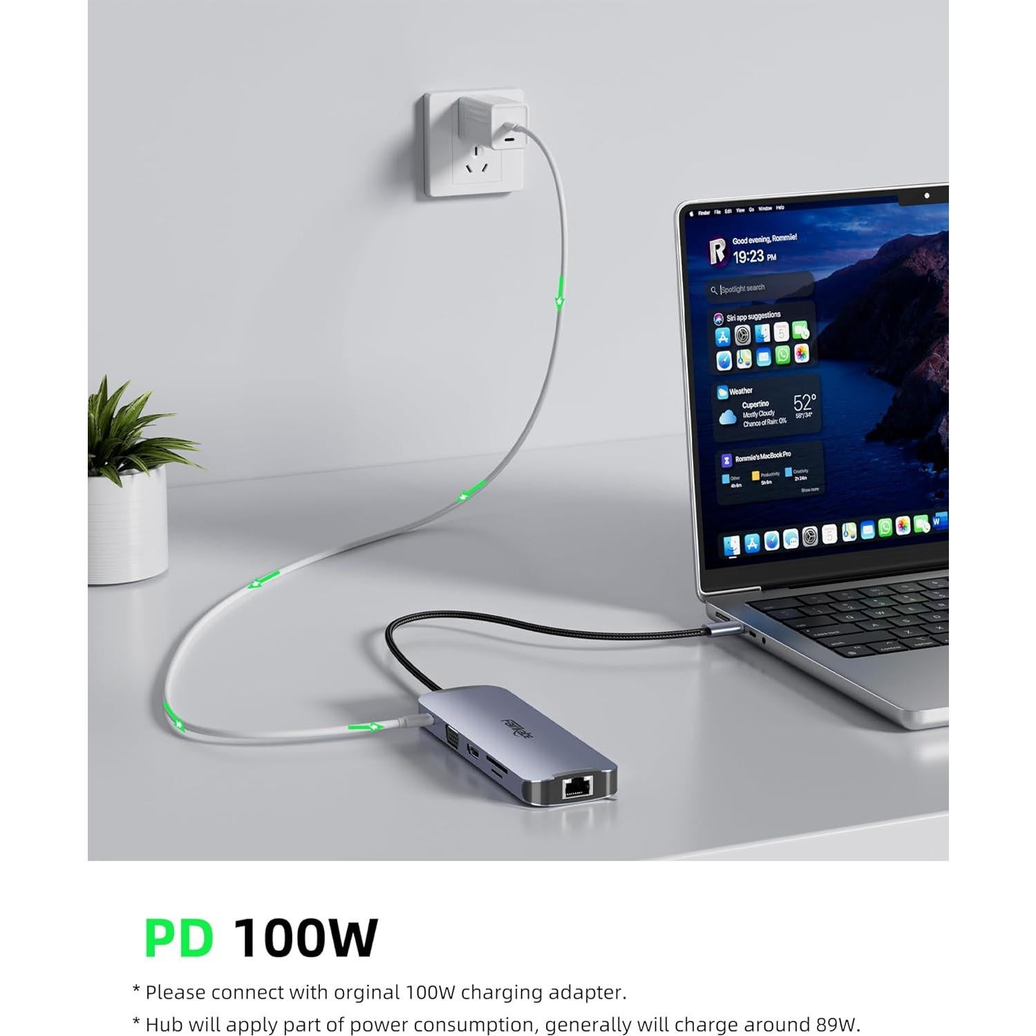 Hub USB C 10 en 1 Fairikabe con HDMI, VGA y Ethernet