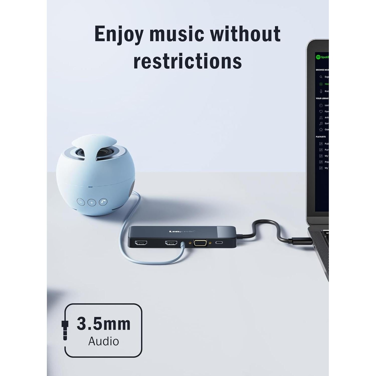 Estación de Acoplamiento USB C Lemorele 10 en 1 Doble HDMI