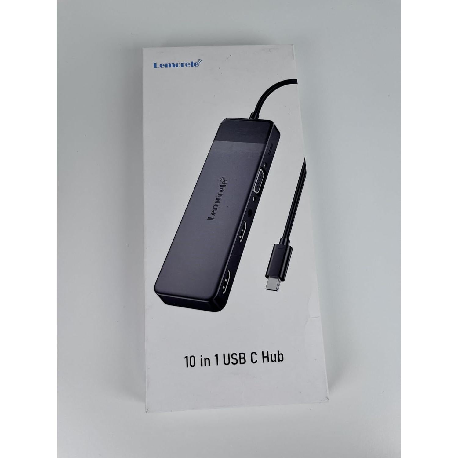 Estación de Acoplamiento USB C Lemorele 10 en 1 Doble HDMI