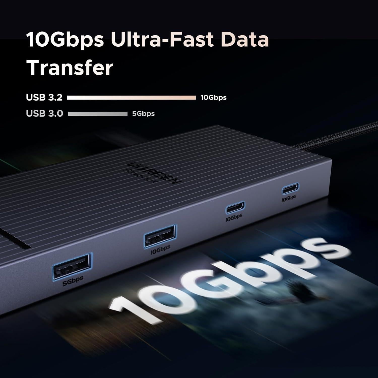 UGREEN Estación Acoplamiento USB C 10 en 1 Doble Monitor 4K