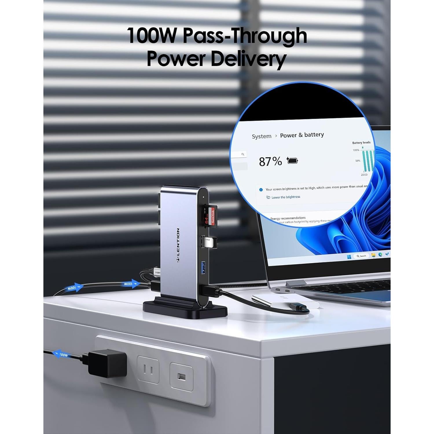 Lention Estación Acoplamiento USB C 10-en-1 4K HDMI 100W