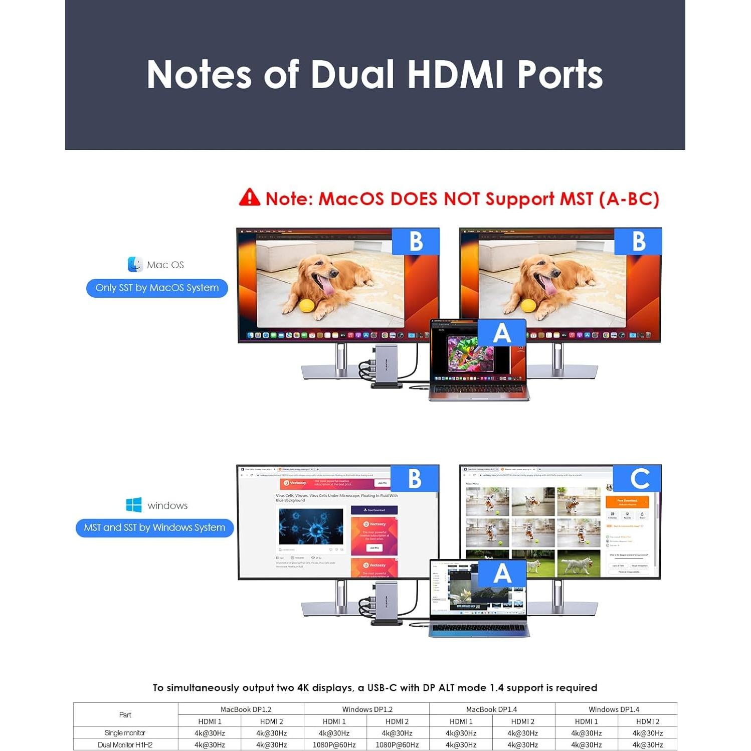 Lention Estación Acoplamiento USB C 10-en-1 4K HDMI 100W