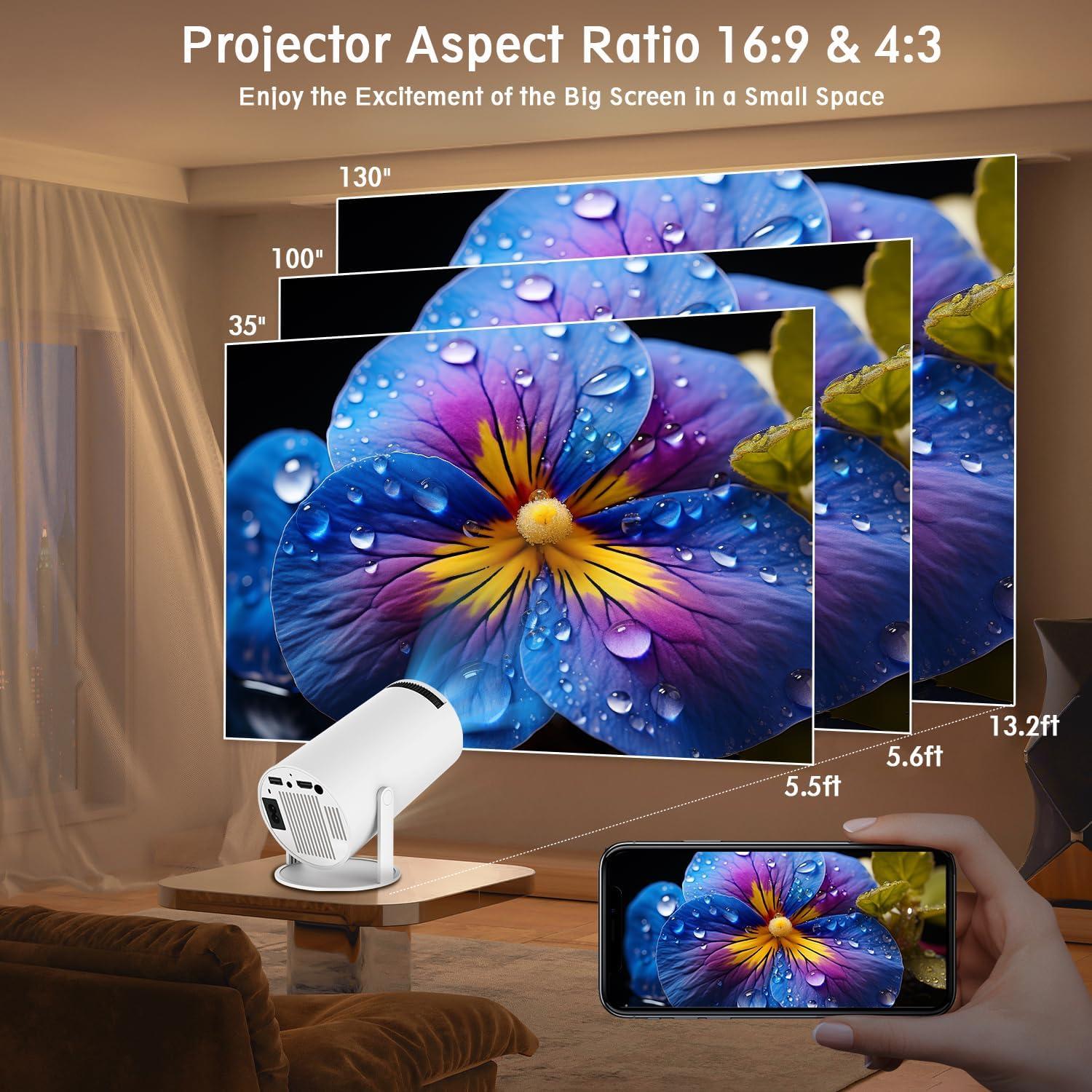 Proyector Portátil Chicdaze HY300 PRO 4K 1080P WiFi 6