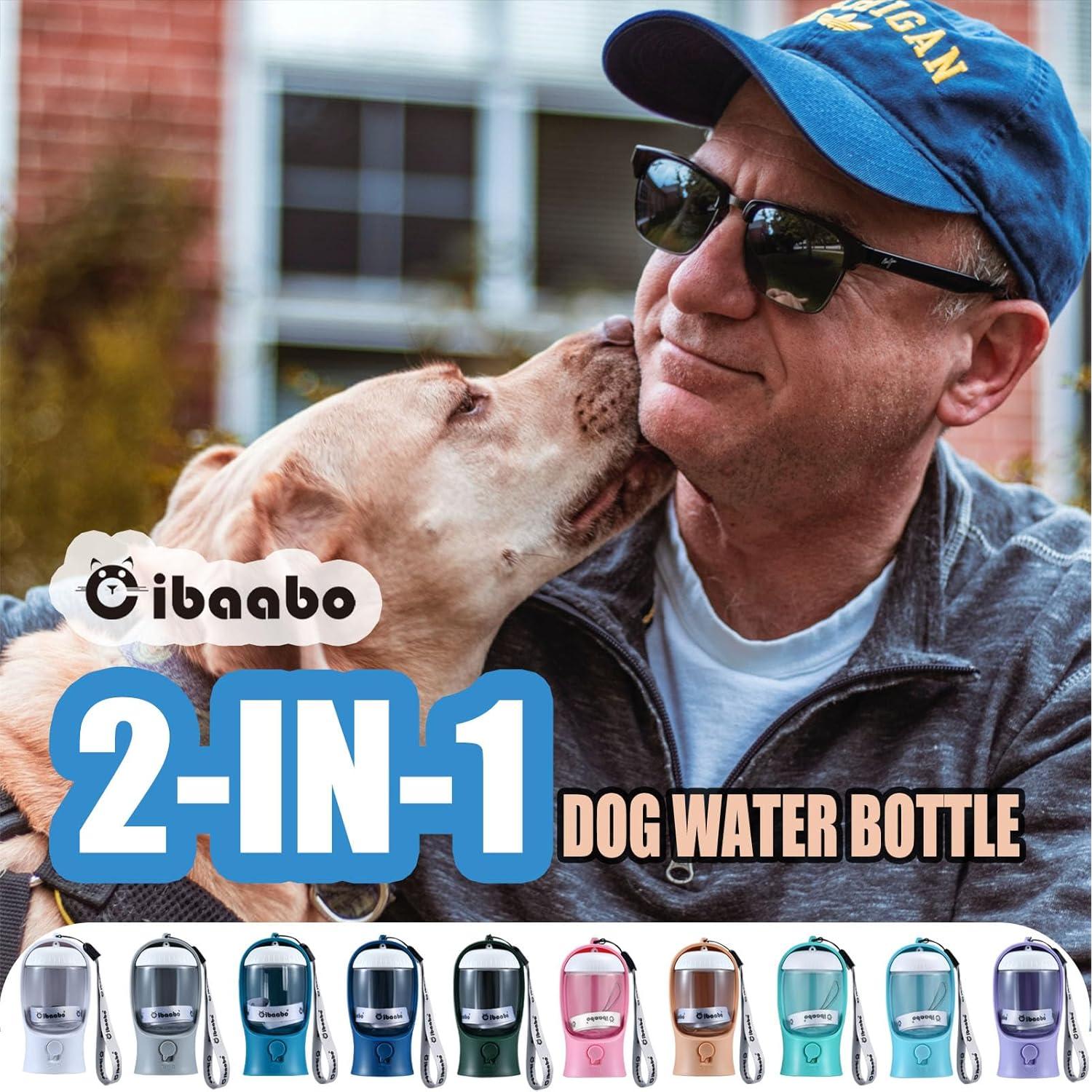 Botella de Agua para Perros Cibaabo 550ml con Comedero