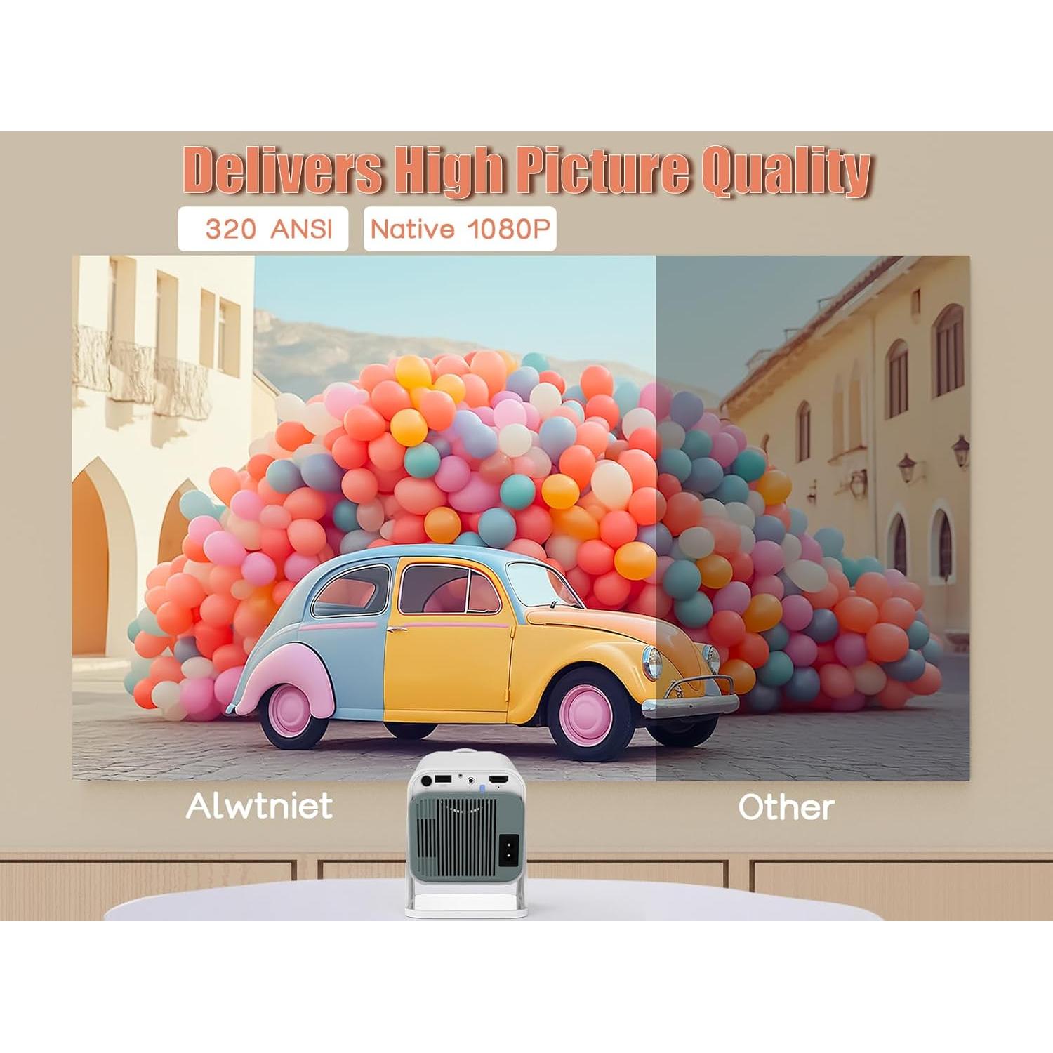 Proyector Mini Inteligente Alwtniet 320 ANSI Nativo 1080P 4K