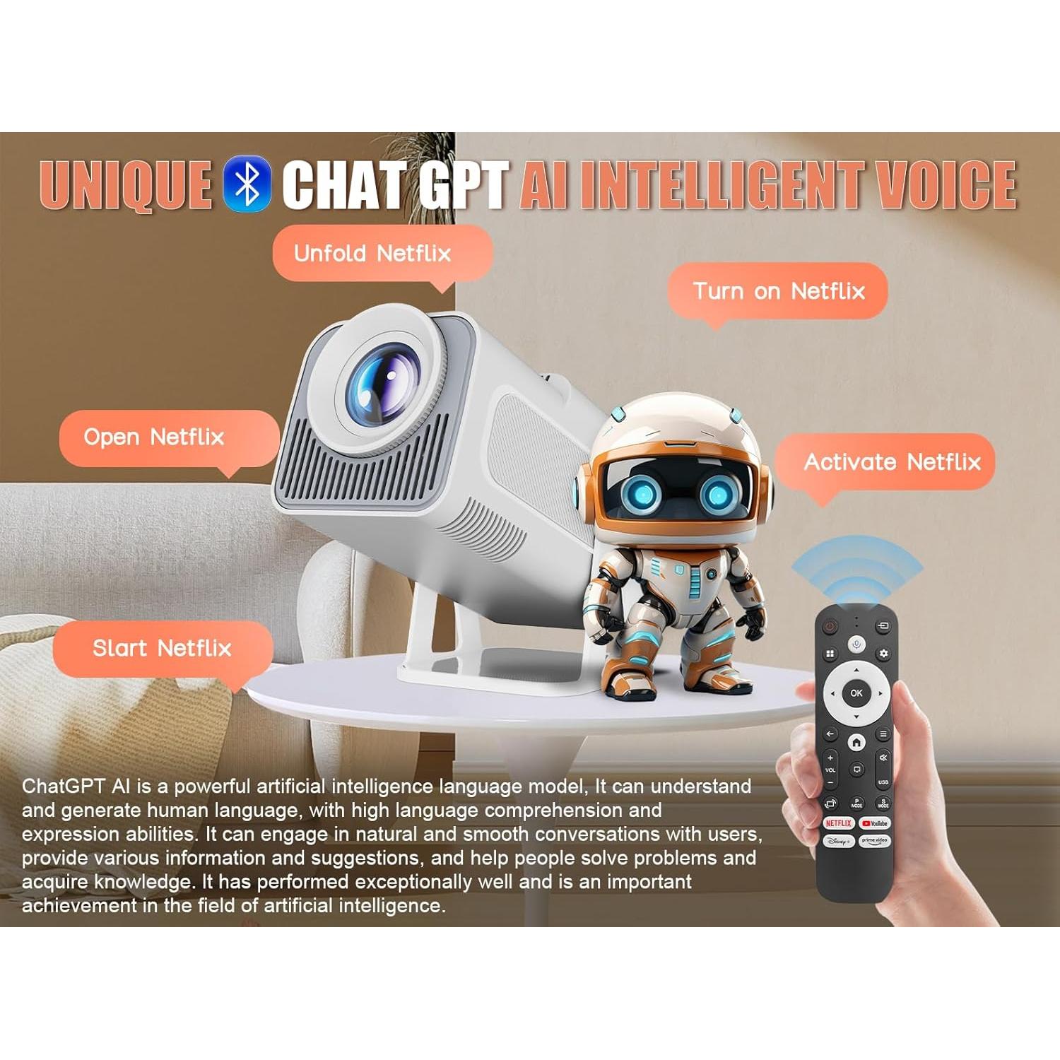 Proyector Mini Inteligente Alwtniet 320 ANSI Nativo 1080P 4K