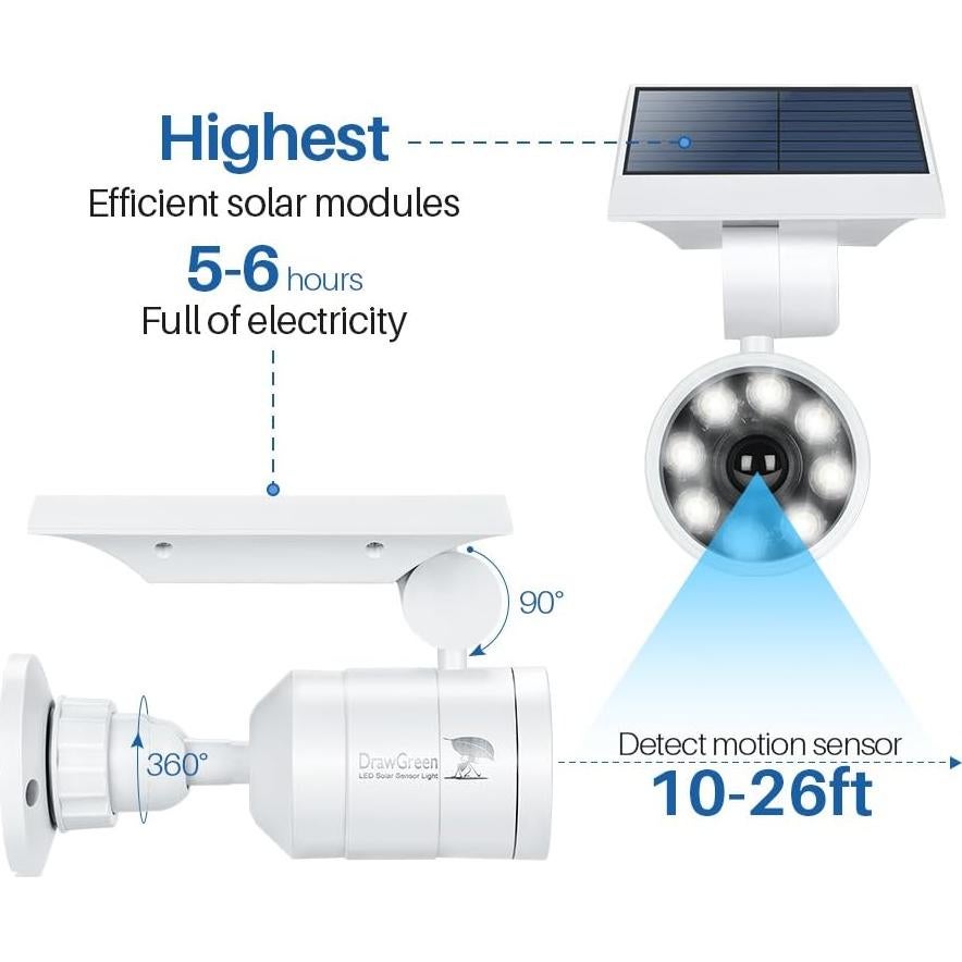 Foco Solar LED DrawGreen 1400 Lúmenes con Sensor Movimiento