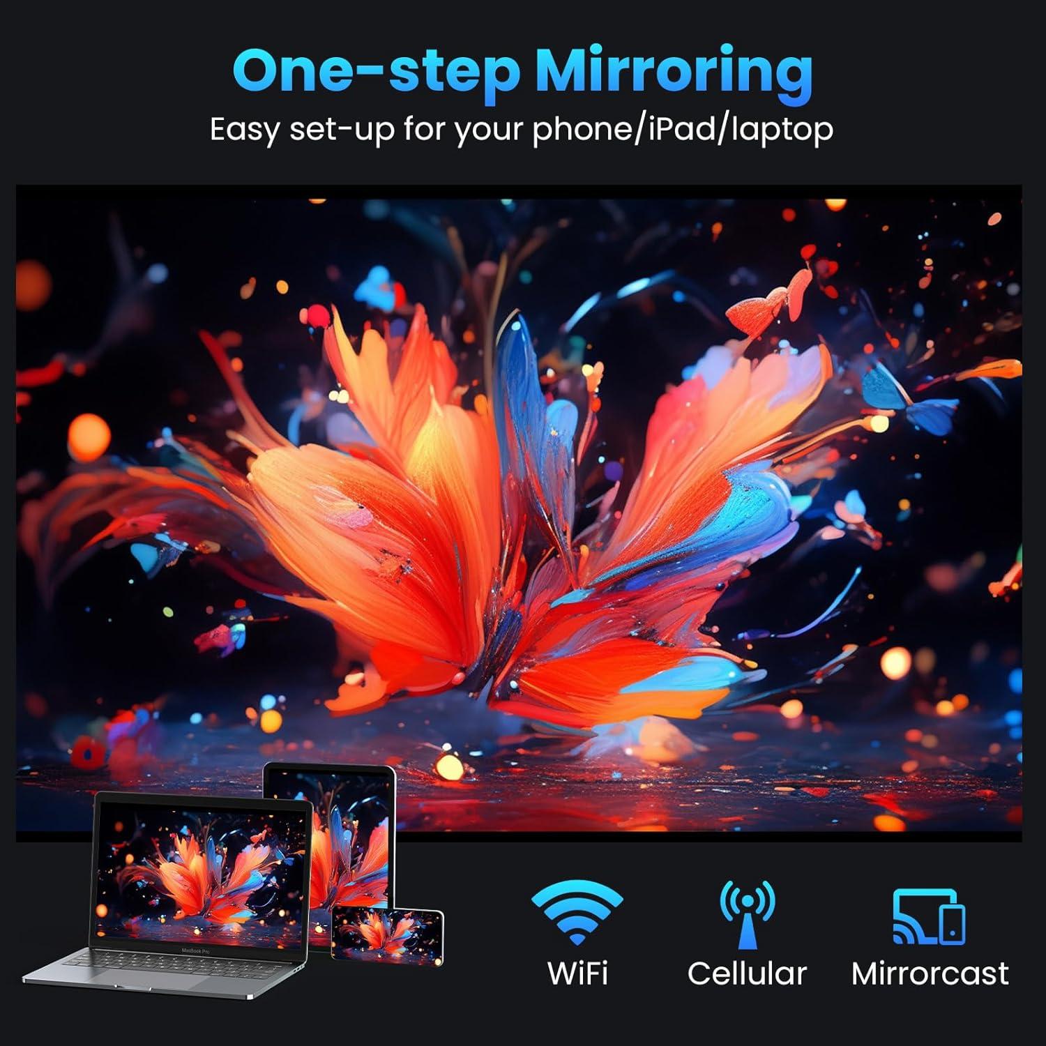 Proyector Groview JQ818C 1080P 15000Lux WiFi Bluetooth 300"