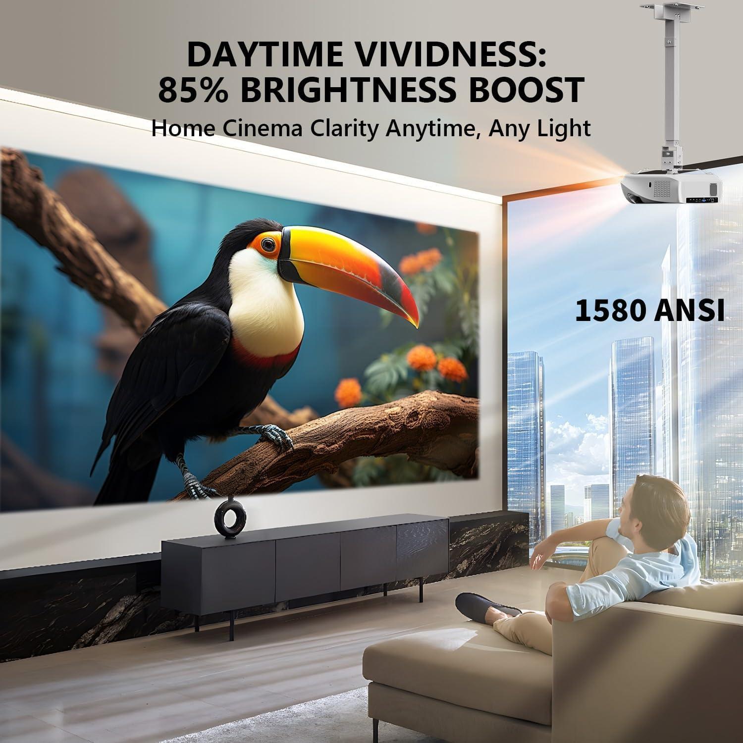 Proyector Ultra HD 4K CAIWEI 1580 Lúmenes 300"