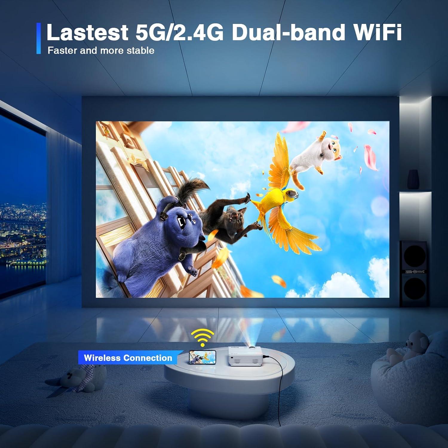 Proyector AuKing Full HD 1080P Bluetooth WiFi 6 2024