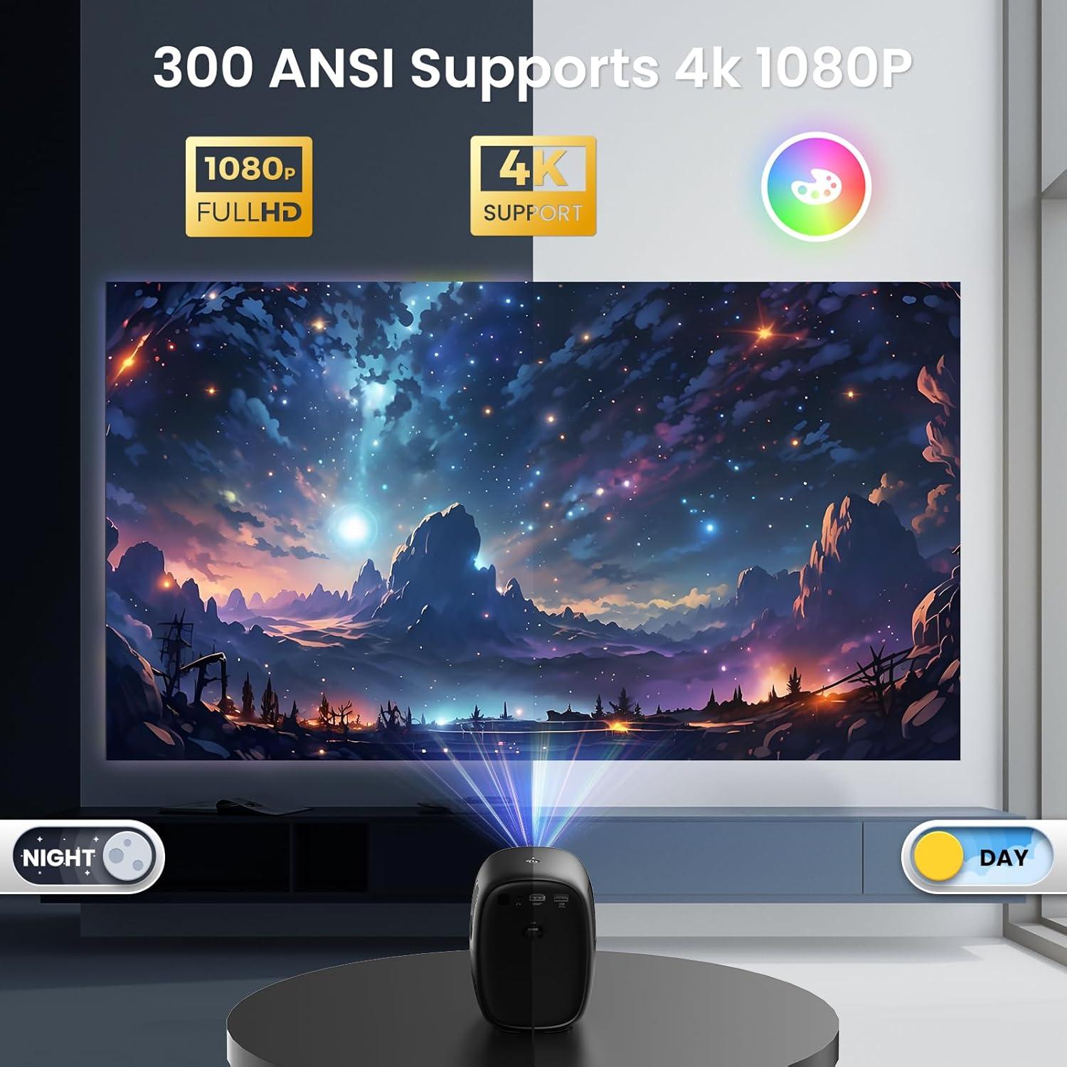 Proyector Inteligente AGIMA X5 1080P Soporte 4K WiFi Bluetooth