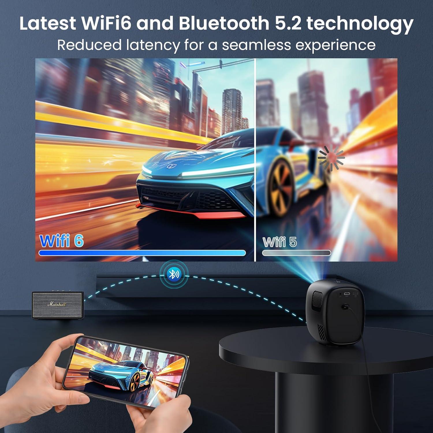 Proyector Inteligente AGIMA X5 1080P Soporte 4K WiFi Bluetooth