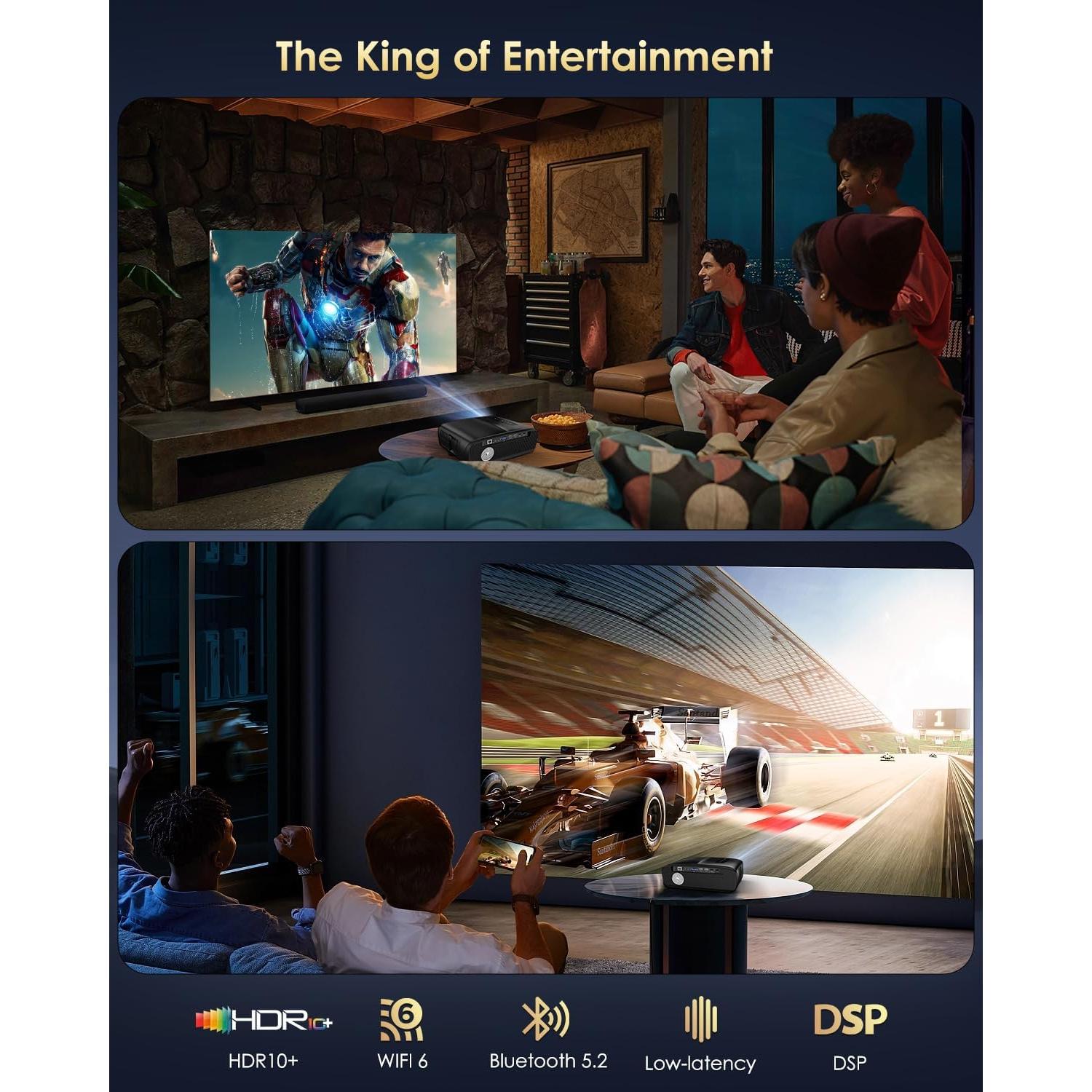 Proyector Inteligente 4K ZCGIOBN Auto Enfoque 1500 ANSI