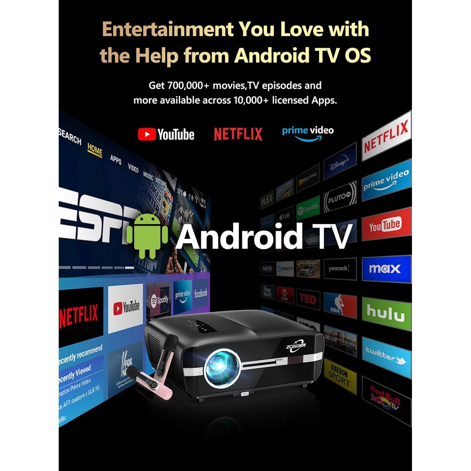 Proyector Inteligente 4K ZCGIOBN Auto Enfoque 1500 ANSI