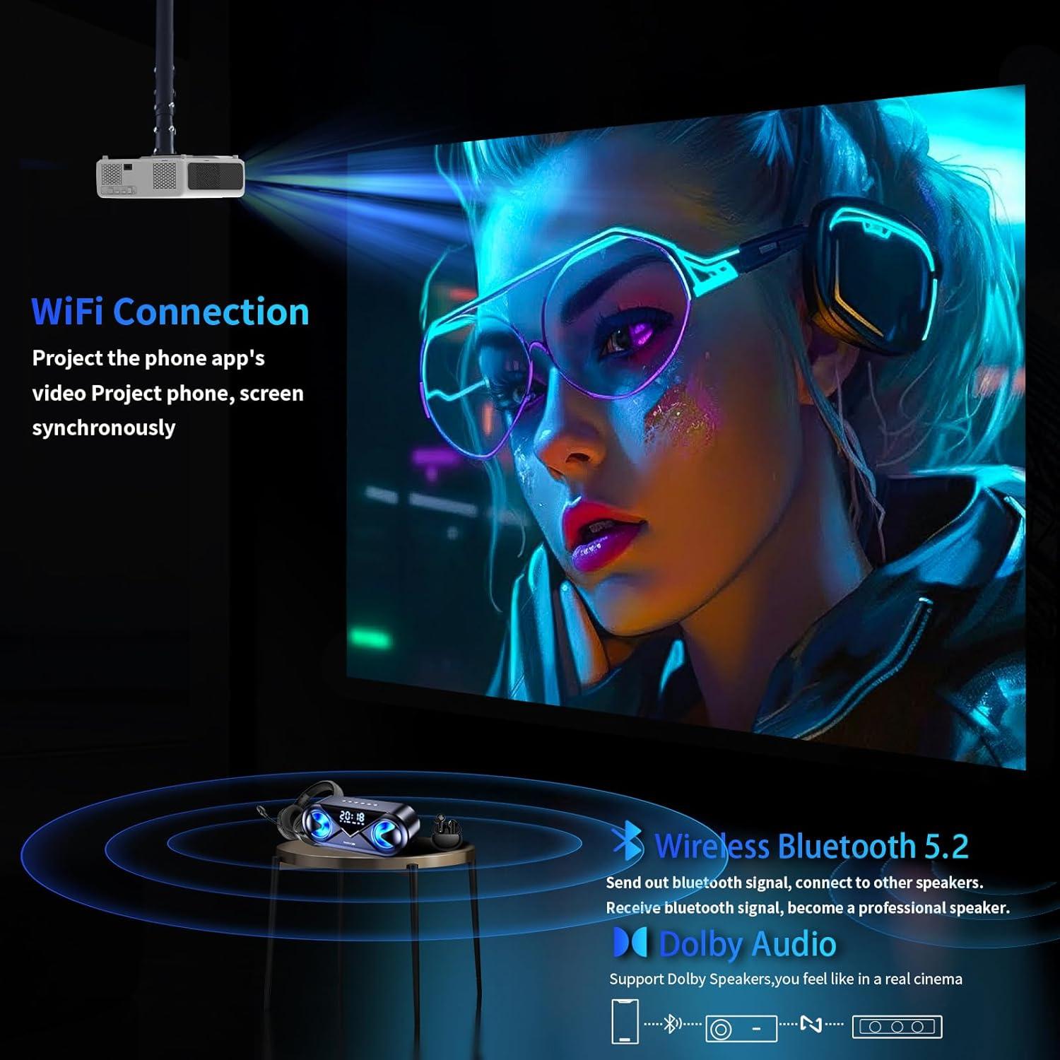 Proyector 4K DIPIKPRJ 1300ANSI WiFi Bluetooth 5.2 30W