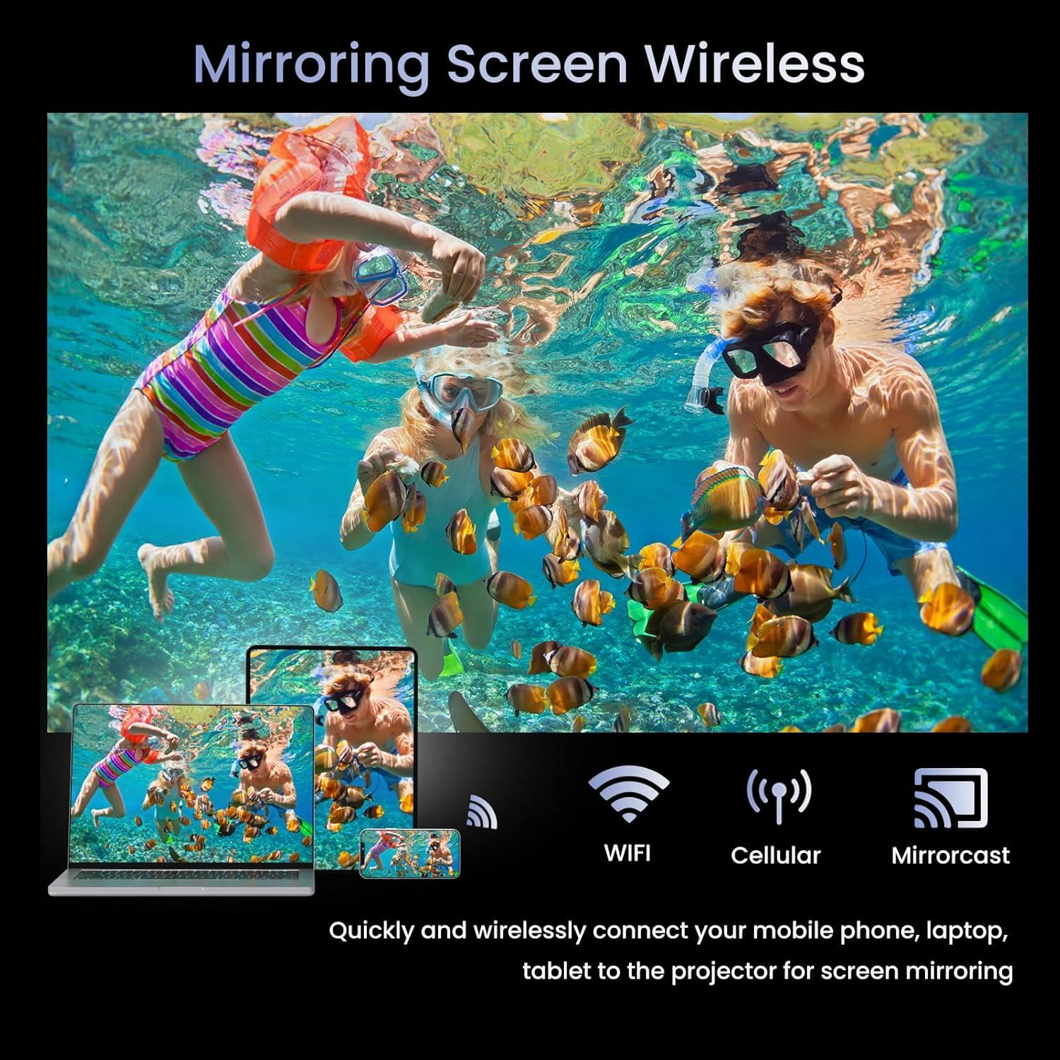 Proyector 4K HONPOW F4 Mini Portátil Wifi Bluetooth 200"