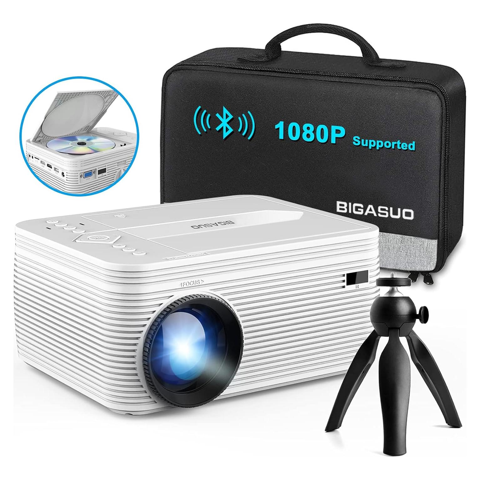 Proyector Bluetooth BIGASUO Pro302 HD 1080P DVD 250"