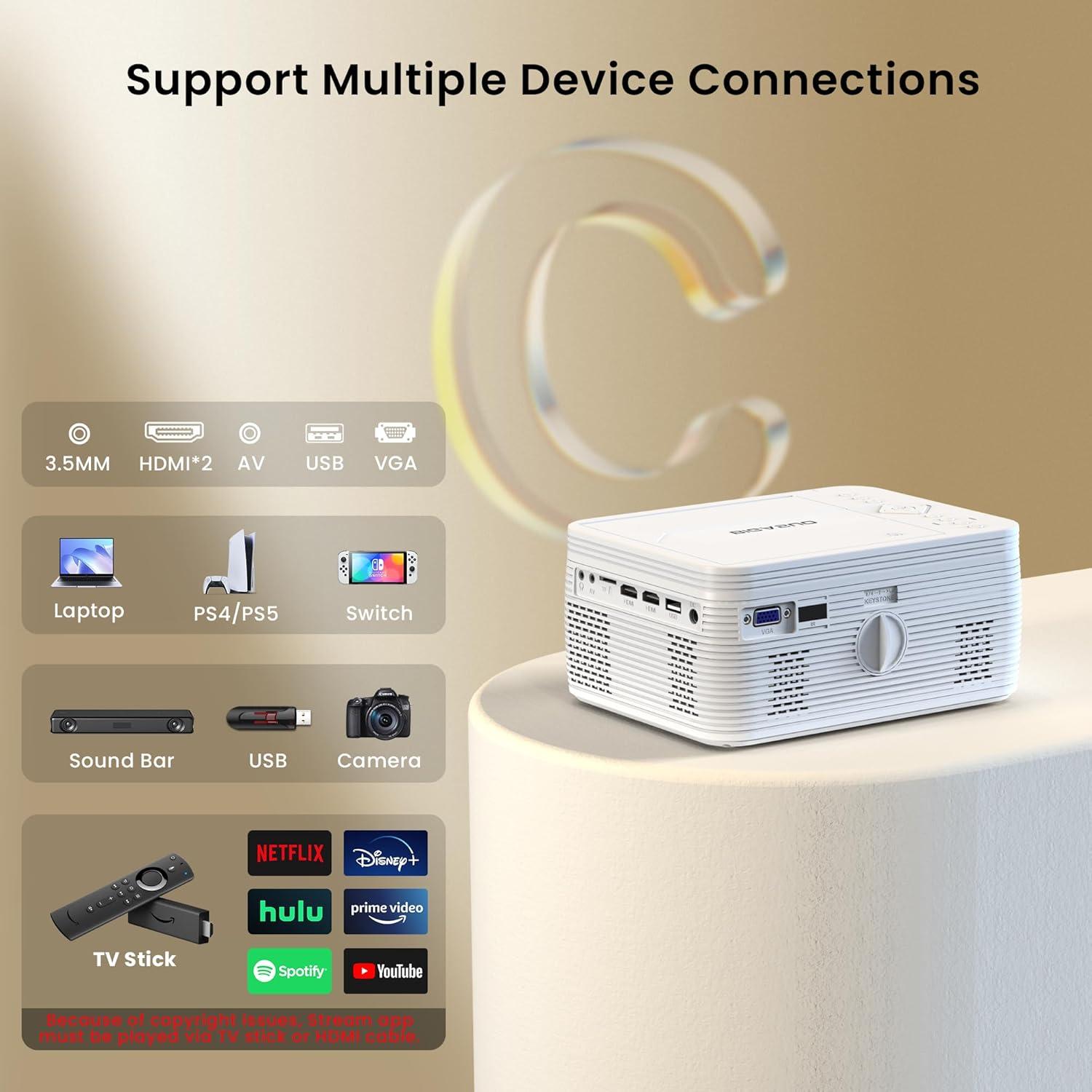 Proyector Bluetooth BIGASUO Pro302 HD 1080P DVD 250"