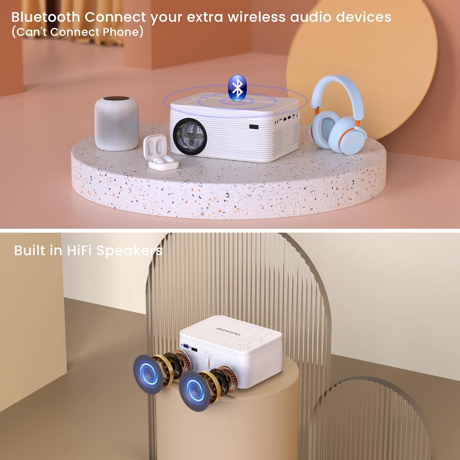 Proyector Bluetooth BIGASUO Pro302 HD 1080P DVD 250"