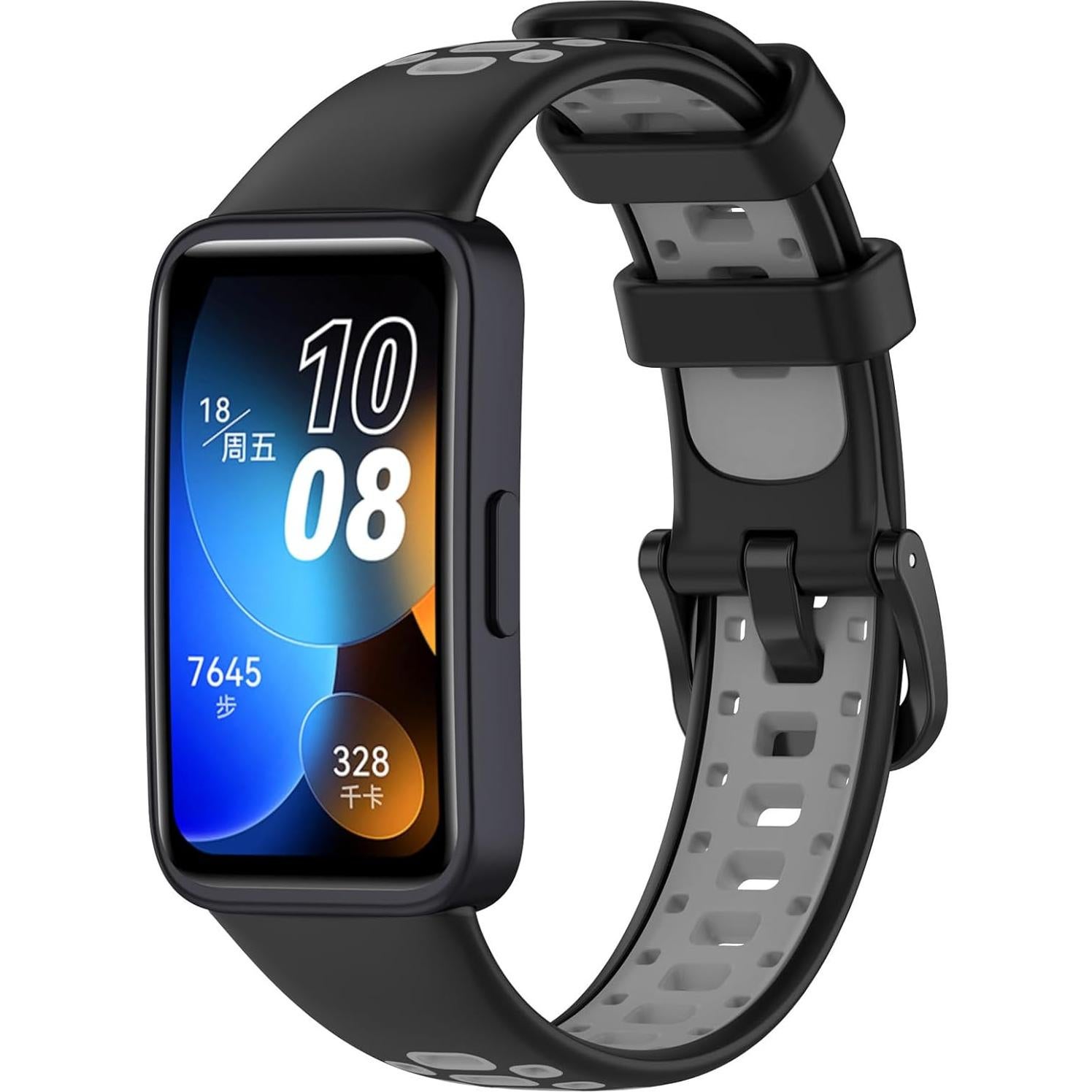 Correa de Reemplazo LOKEKE para Huawei Band 10/9/8 - TPU Negro/Gris