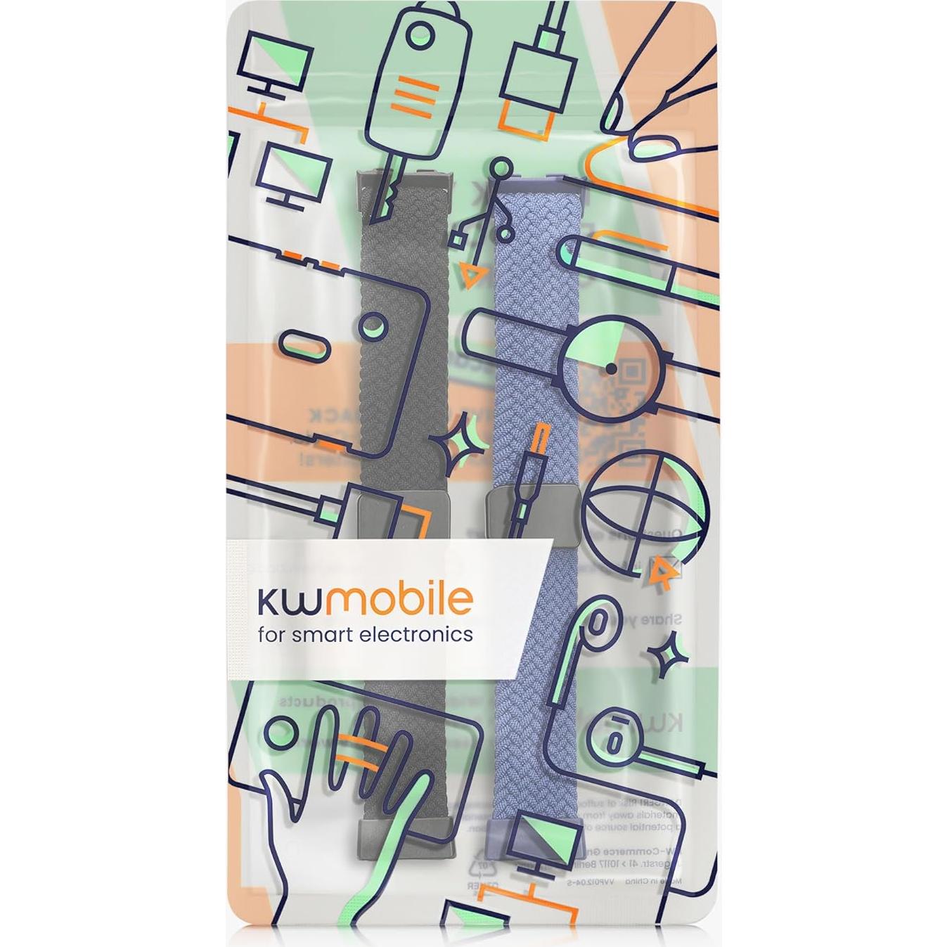 Correa de Reloj Inteligente KWmobile Nylon 2x Negro/Azul