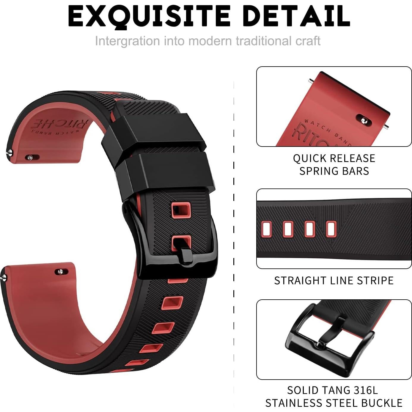 Banda de Reloj Silicona Ritche 18mm 20mm 22mm 24mm Unisex