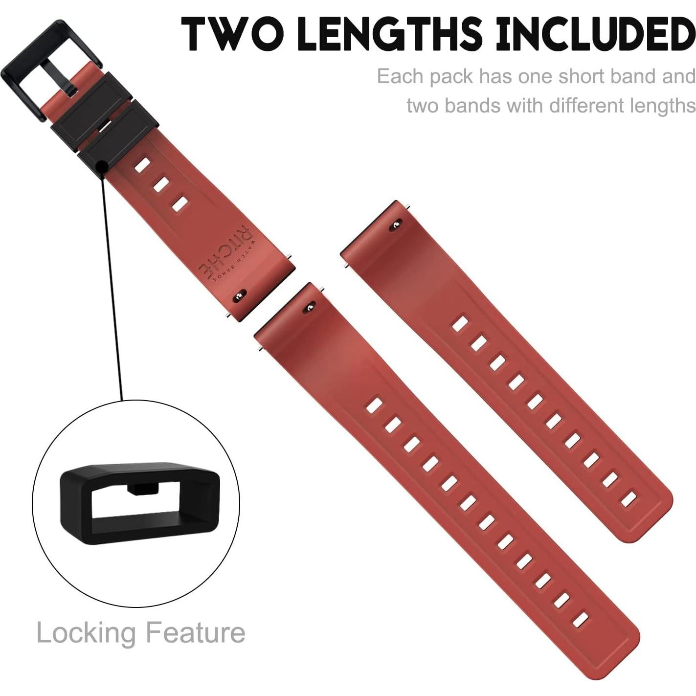 Banda de Reloj Silicona Ritche 18mm 20mm 22mm 24mm Unisex