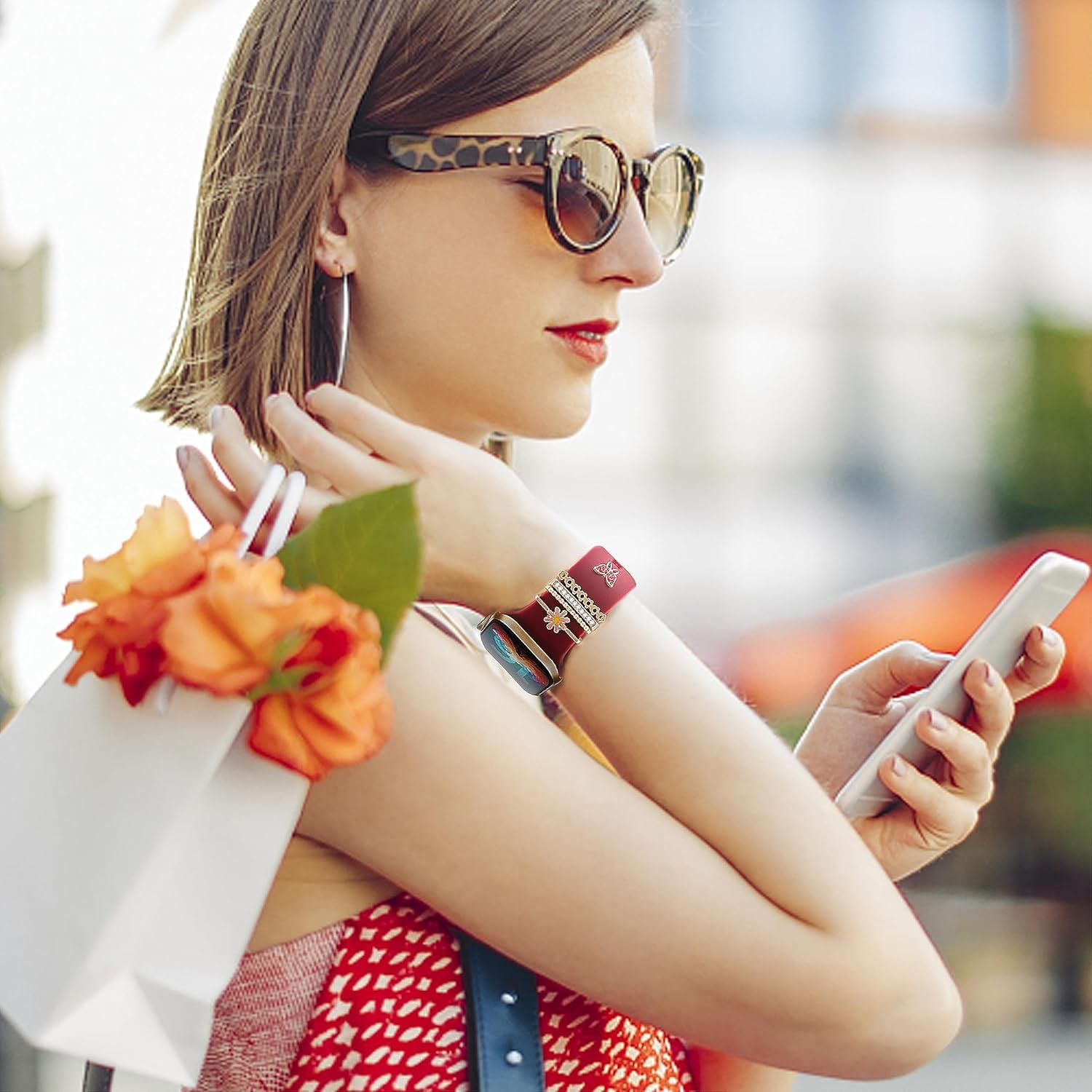 Encantos de Diamante Brillante ALMNVO para Apple Watch 20mm