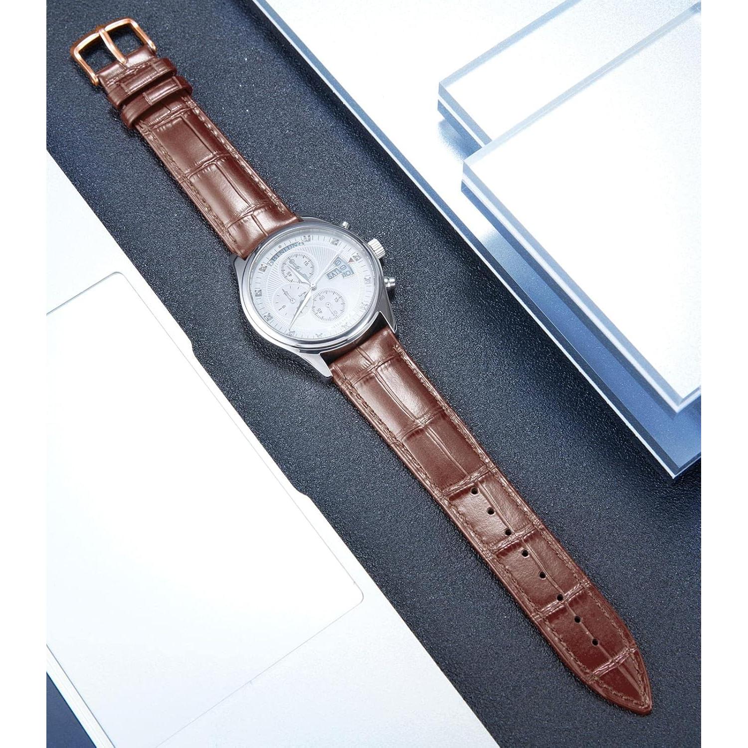 Correa de Reloj de Cuero BINLUN Patrón Cocodrilo 13 Tamaños