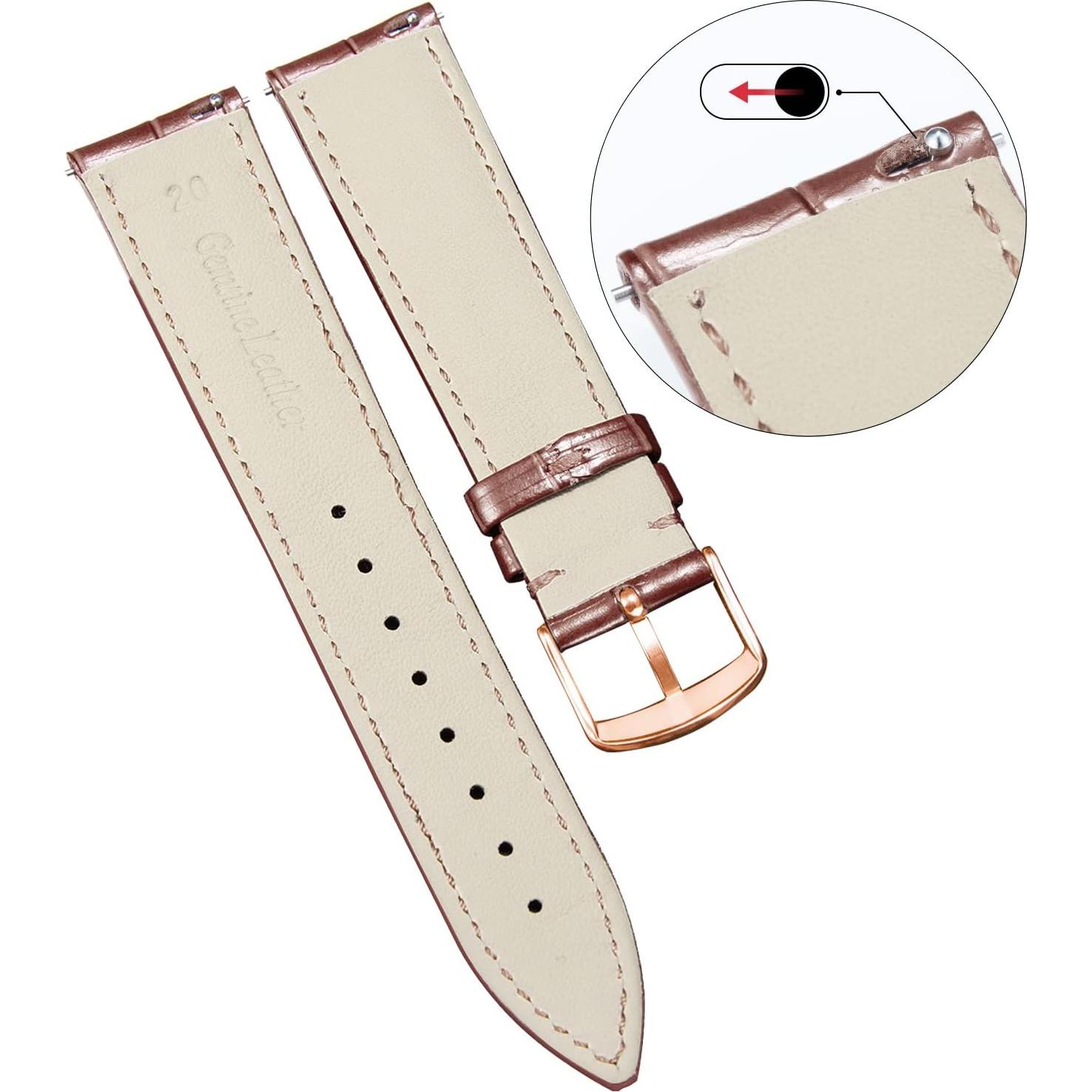 Correa de Reloj de Cuero BINLUN Patrón Cocodrilo 13 Tamaños