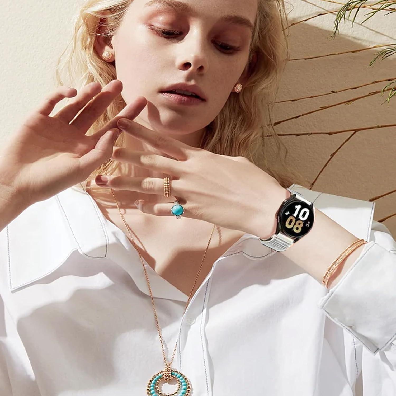 Paquete de 2 bandas de reloj nylon FTYQUEE 20mm púrpura brillo