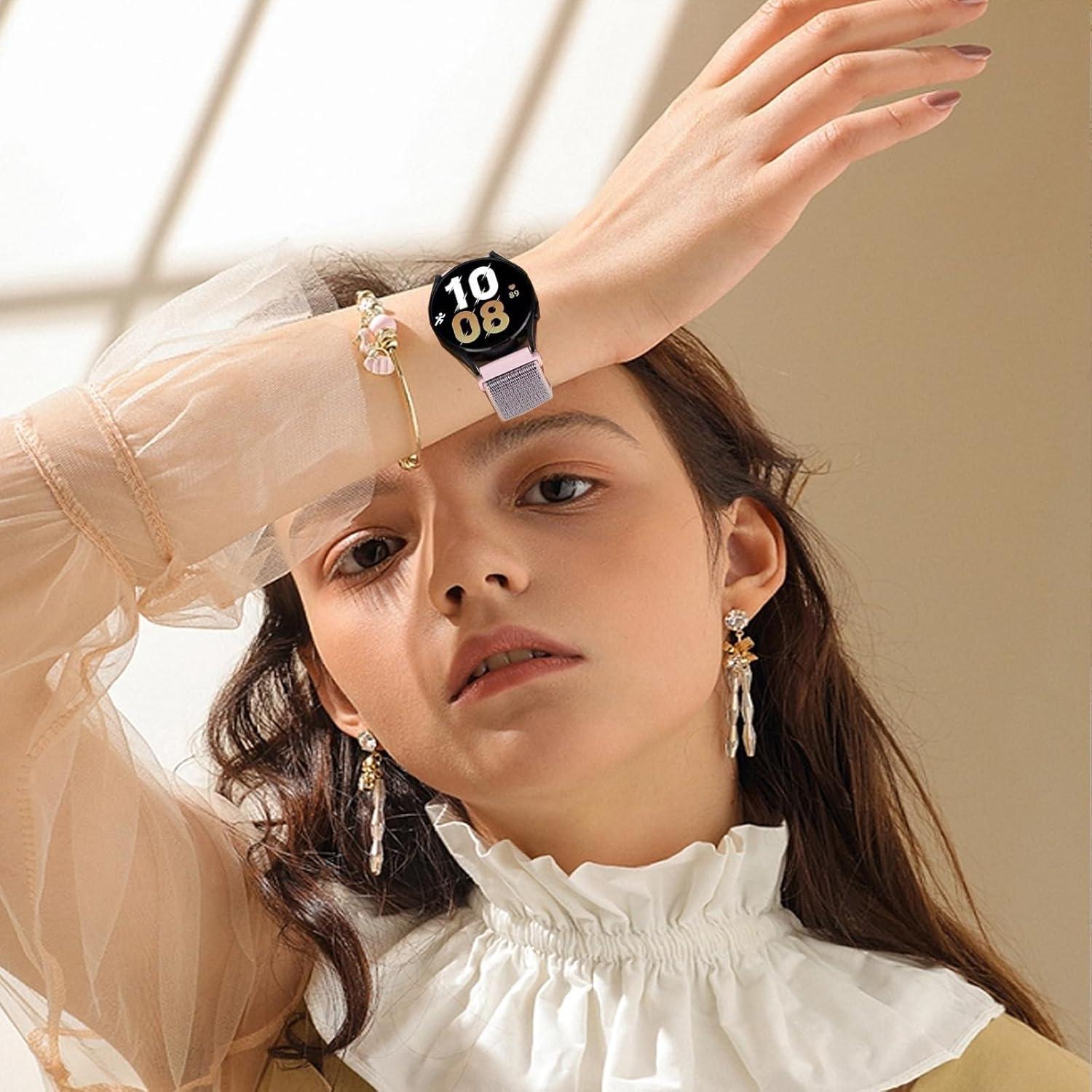 Paquete de 2 bandas de reloj nylon FTYQUEE 20mm púrpura brillo