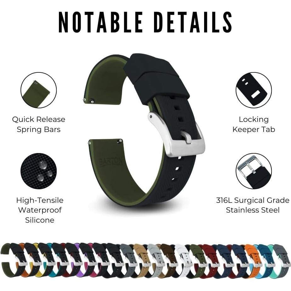 Correa de Silicona Barton Elite 18mm - Liberación Rápida