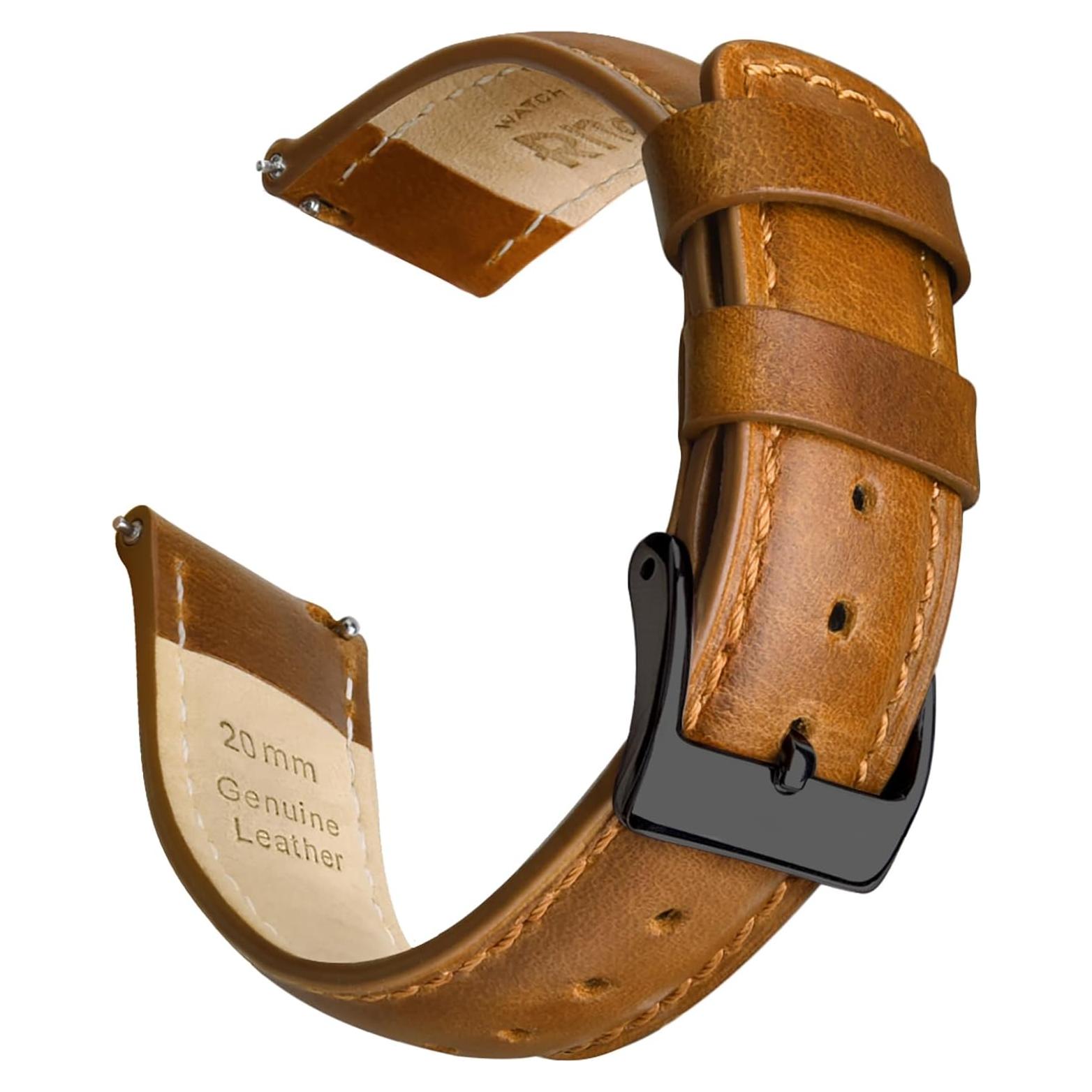 Correa de Reloj de Cuero Ritche 21mm Marrón Toffee y Negro