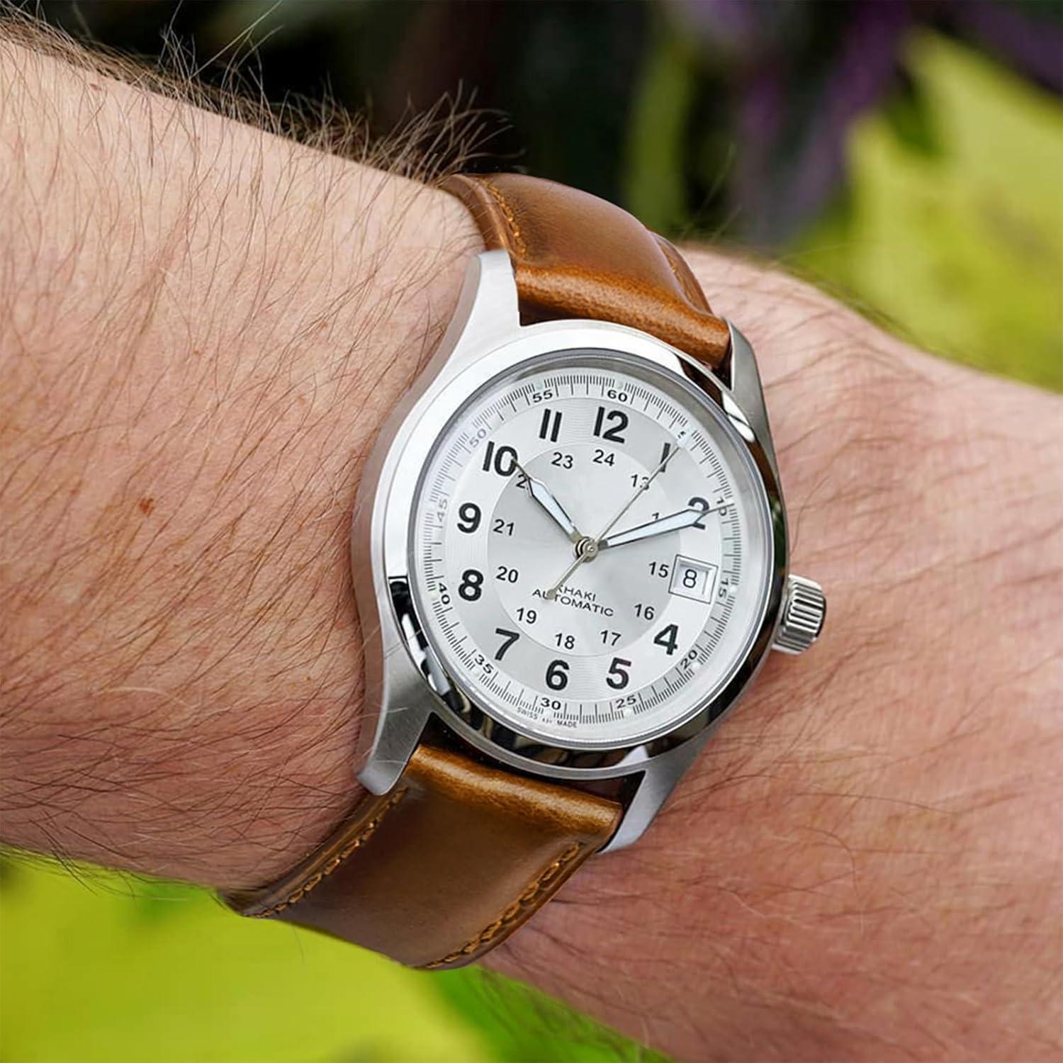 Correa de Reloj de Cuero Ritche 21mm Marrón Toffee y Negro