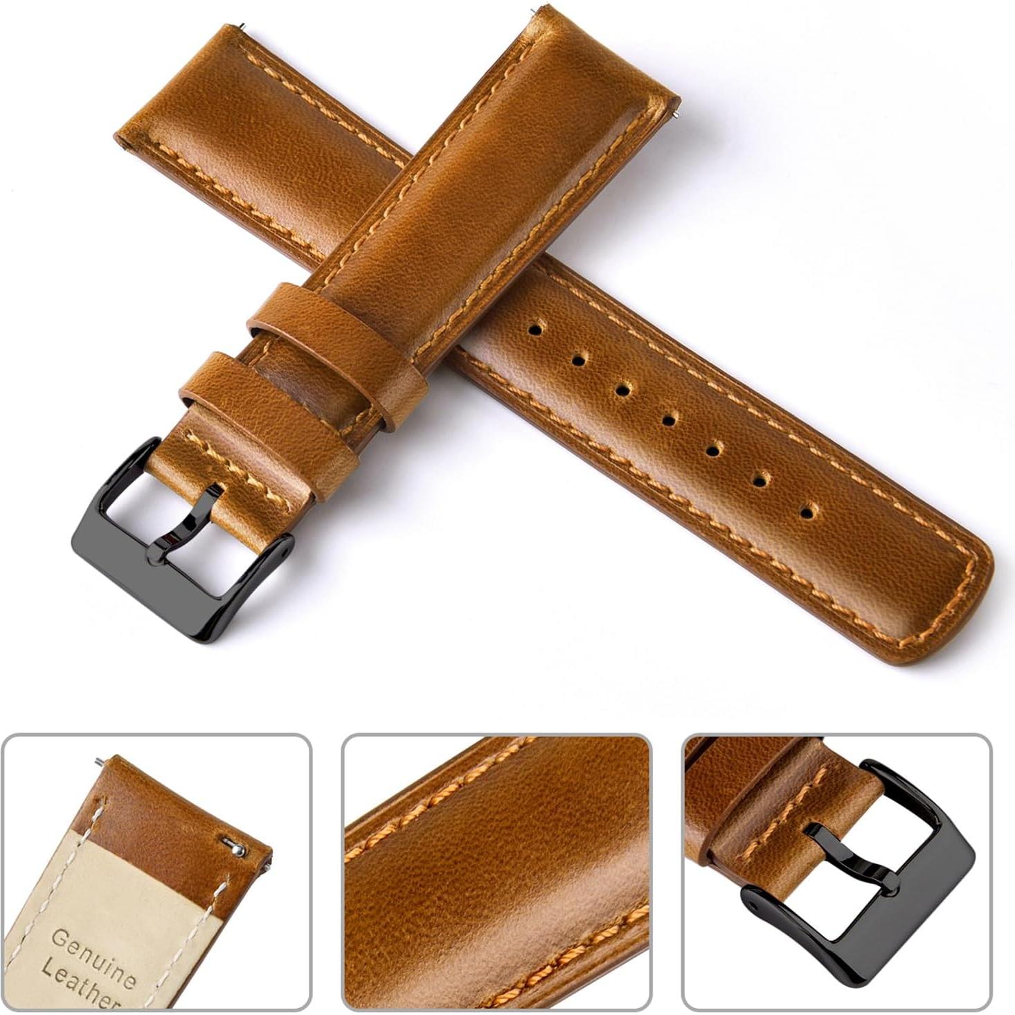 Correa de Reloj de Cuero Ritche 21mm Marrón Toffee y Negro