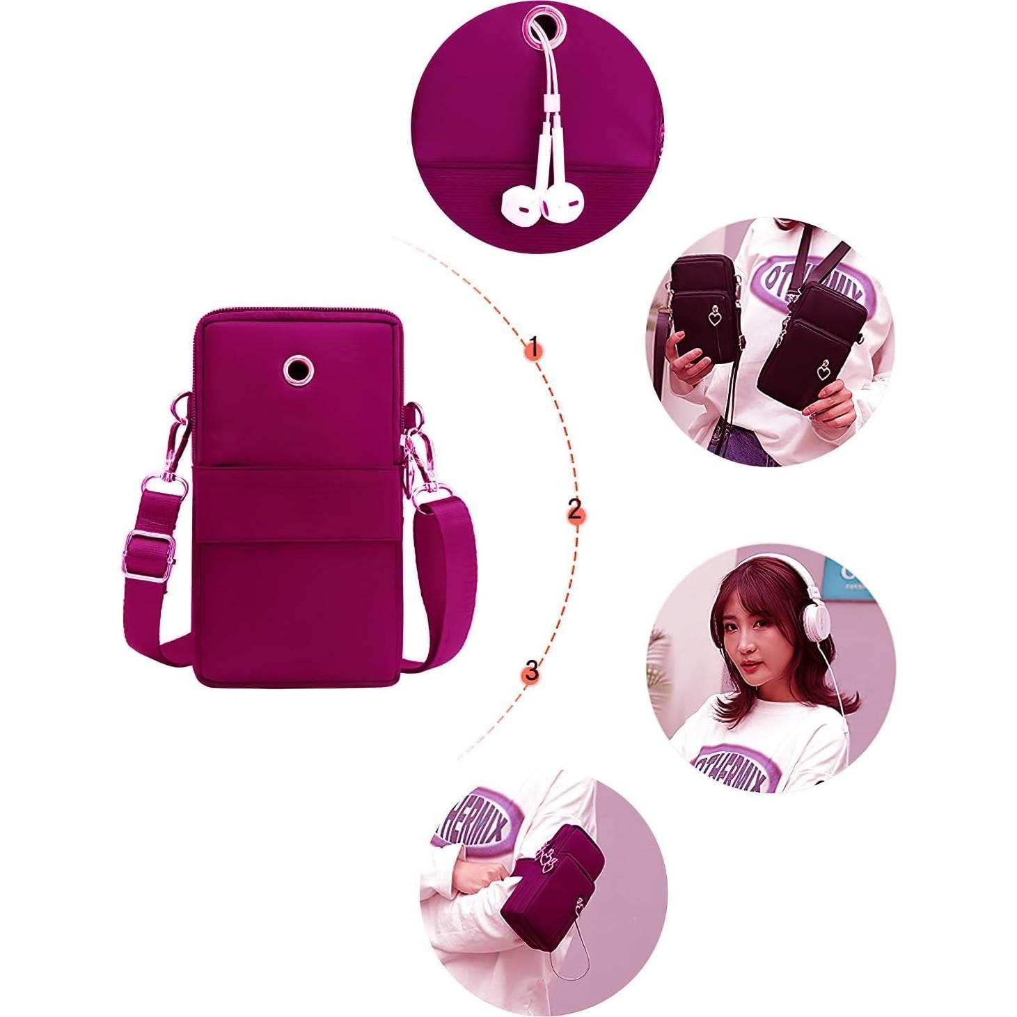 Bolso de teléfono celular impermeable WITERY púrpura 20x10x4cm