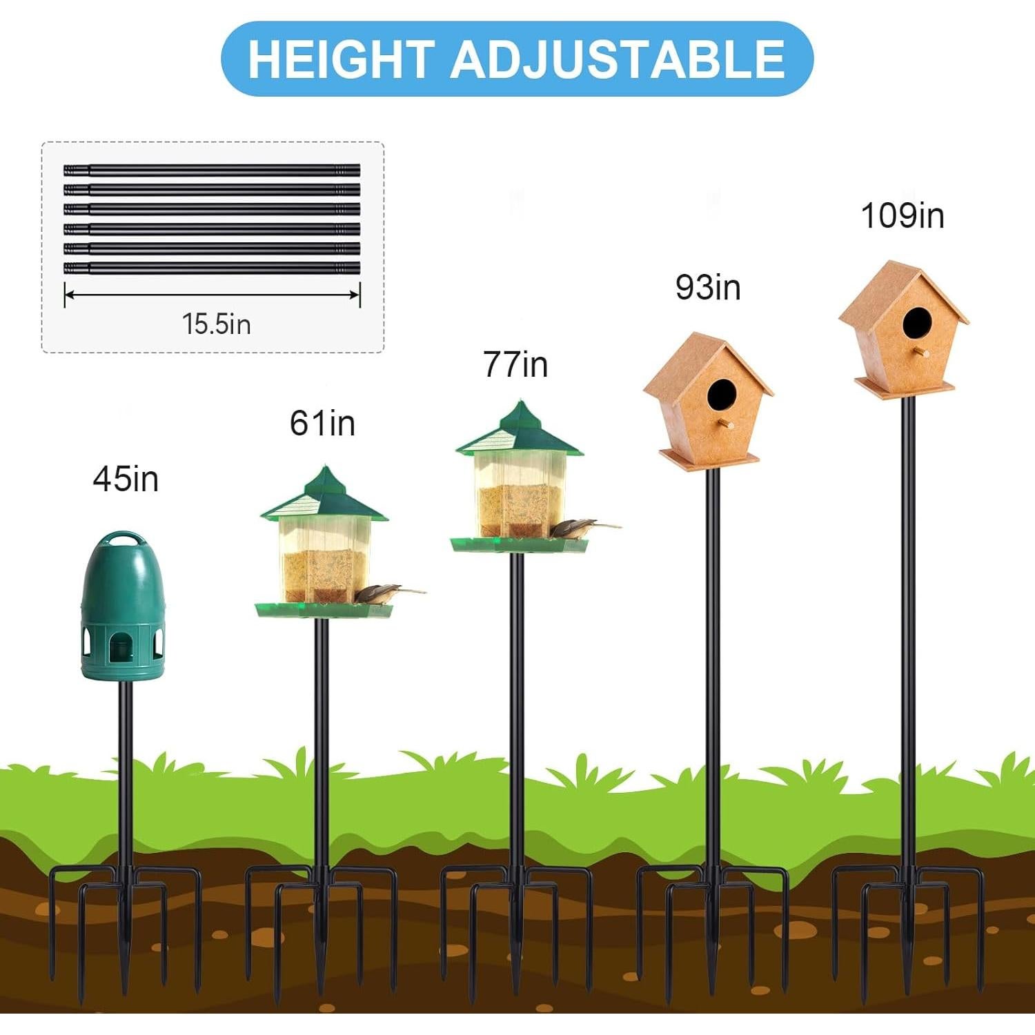 Poste para Comedero de Aves LOPANNY 276,86 cm Ajustable