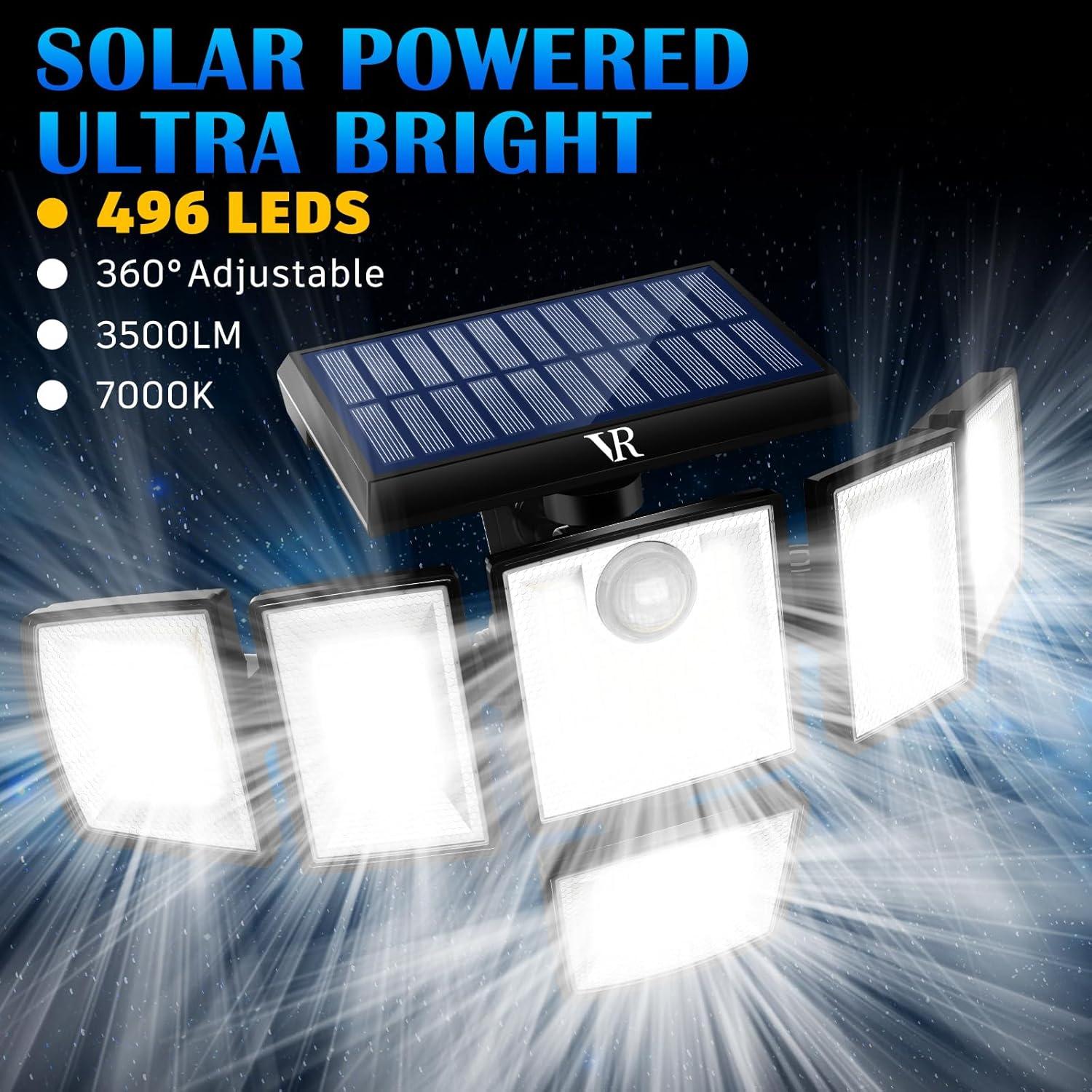 Luces de Inundación Solar VENSSTNOR 496 LEDs 3500LM 360°