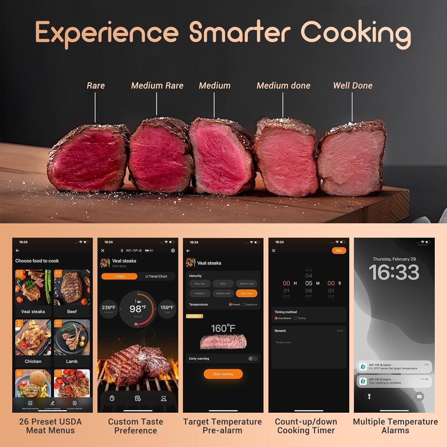 Termómetro de Carne Inalámbrico INKBIRD INT-11P-B Bluetooth