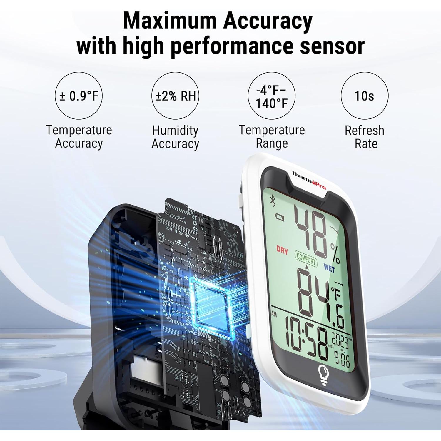 Termómetro Bluetooth ThermoPro TP358 con higrómetro y reloj